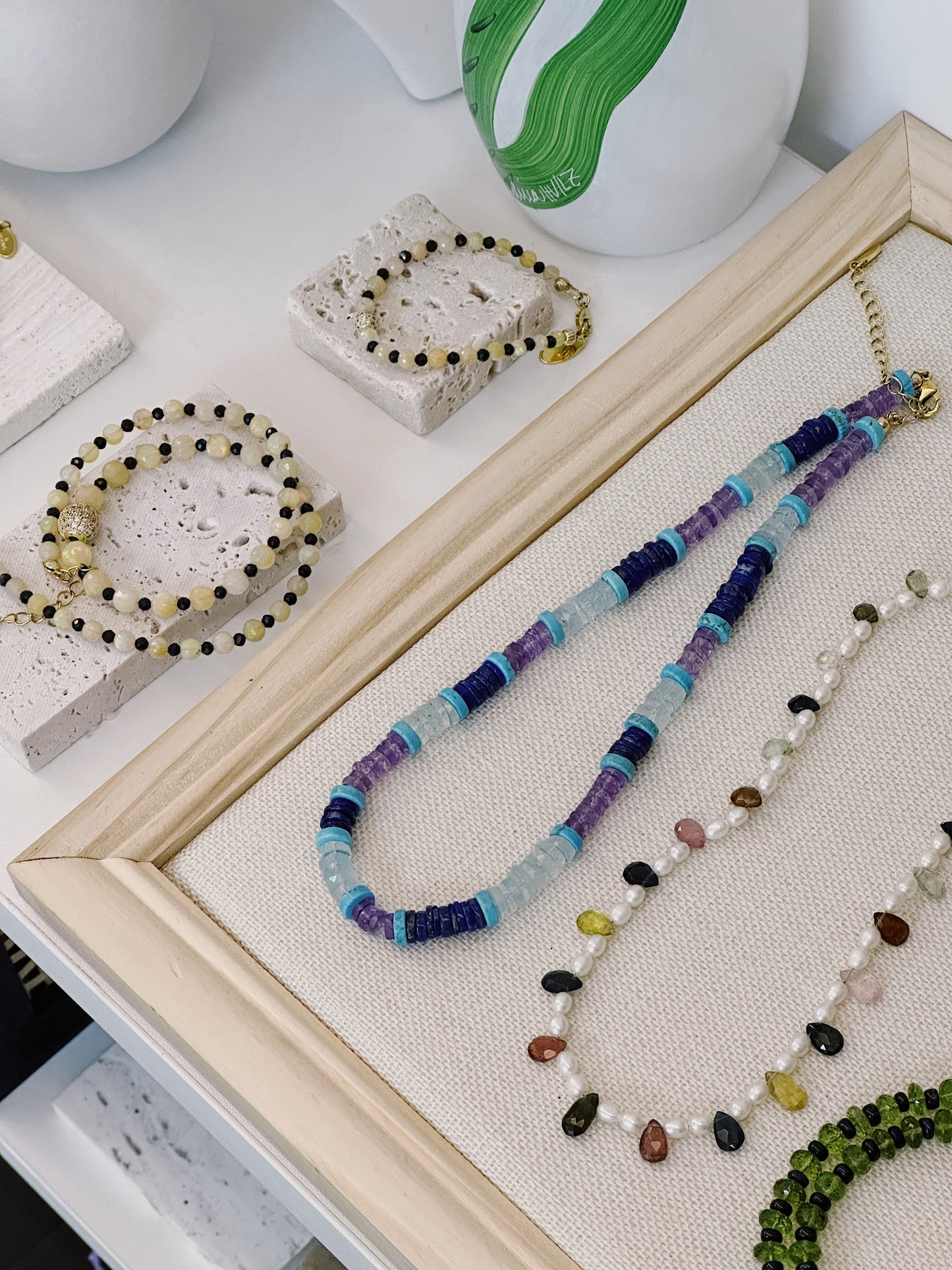 iLMondo|Handmade Pearl and Tourmaline Necklace