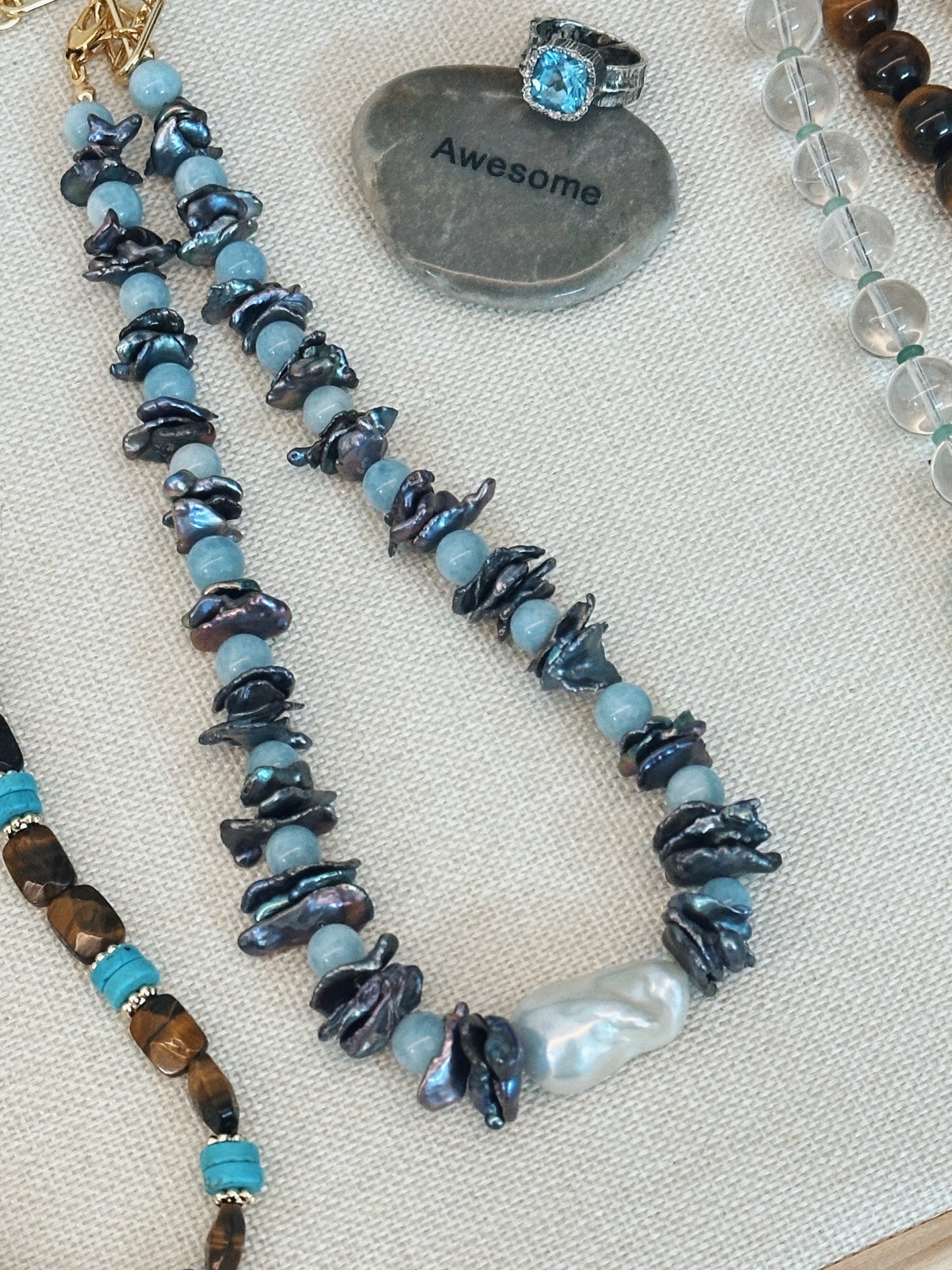 iLMondo|Handmade Aquamarine Baroque Pearl Necklace