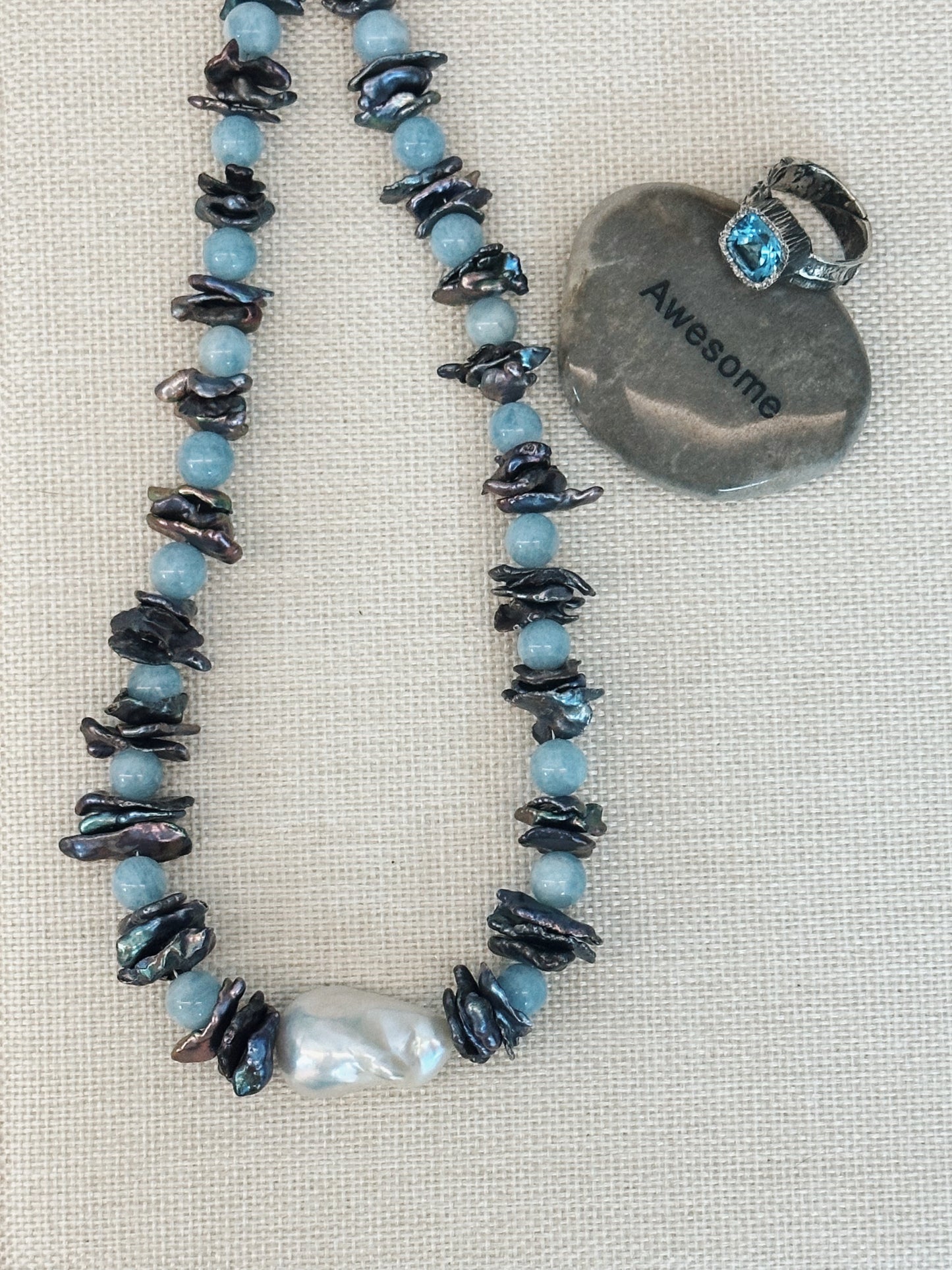 iLMondo|Handmade Aquamarine Baroque Pearl Necklace