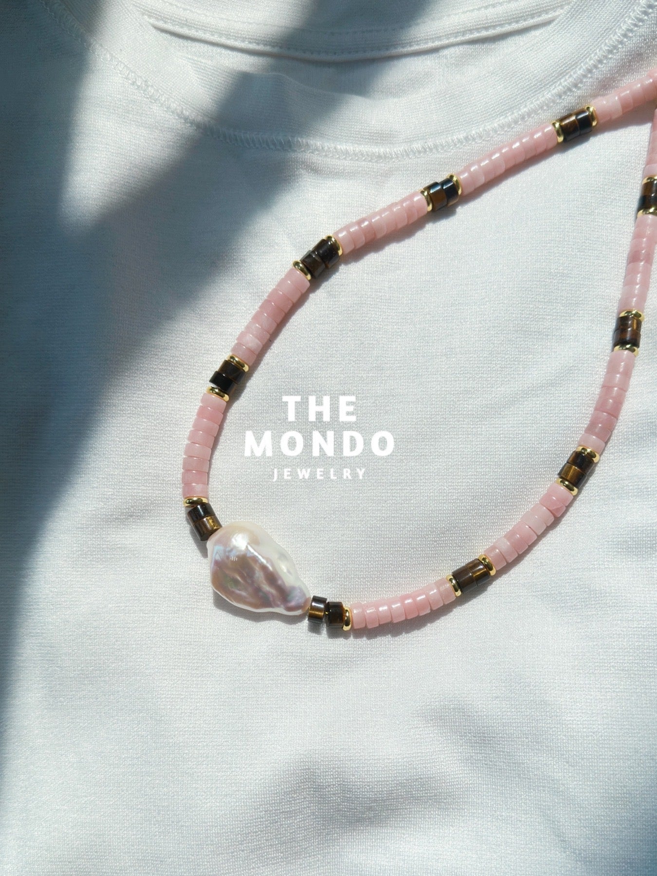 iL Mondo|Tiger's eye Stone pink Opal necklace