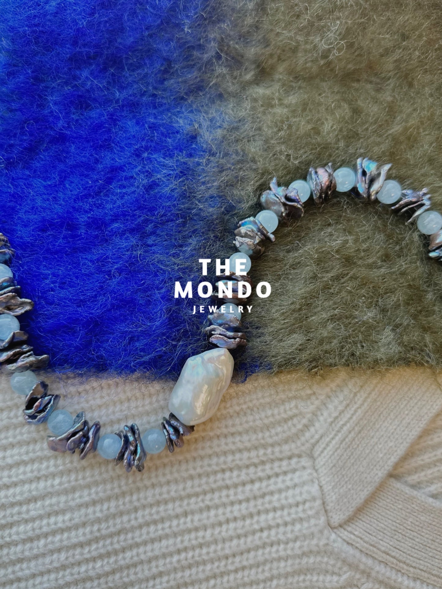 iLMondo|Handmade Aquamarine Baroque Pearl Necklace