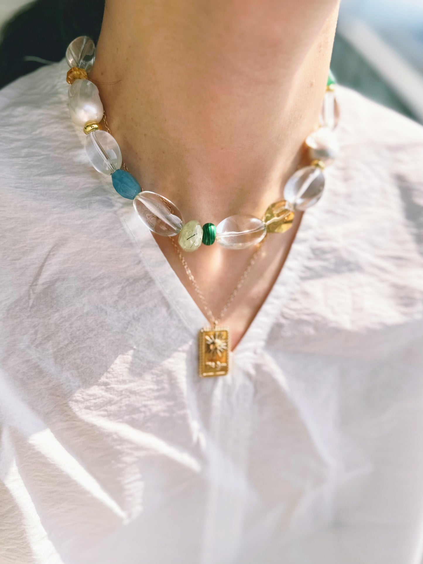 iLMondo|Handmade White Crystal Multicolor Necklace
