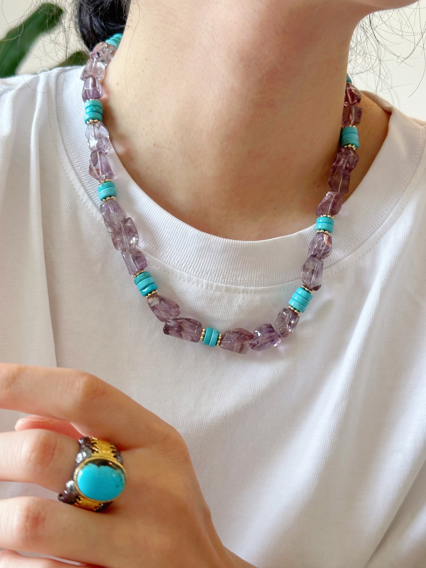 iLMondo|Handmade Amethyst and Turquoise Necklace