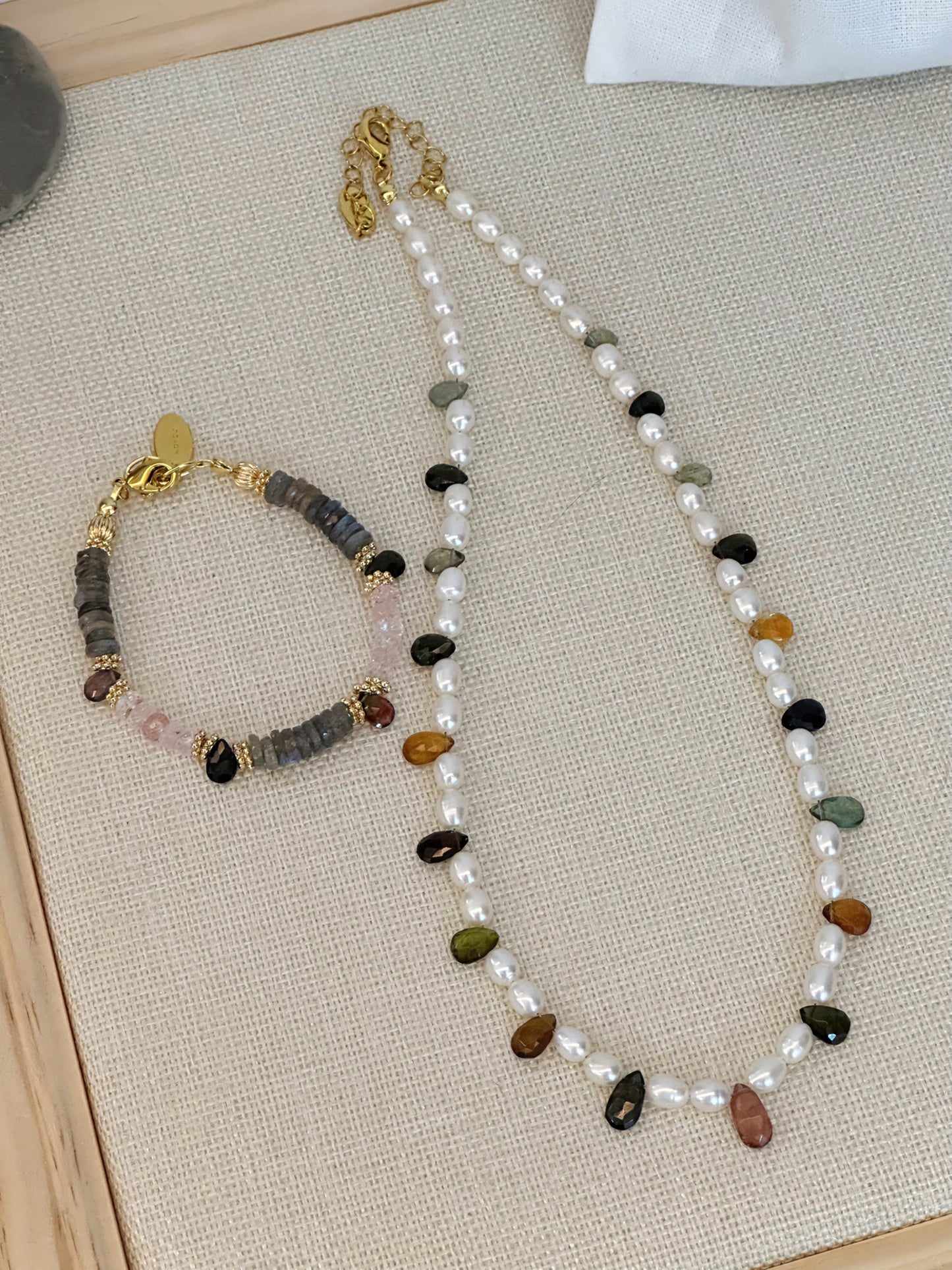ILMONDO|Handmade Pearl and Tourmaline Necklace