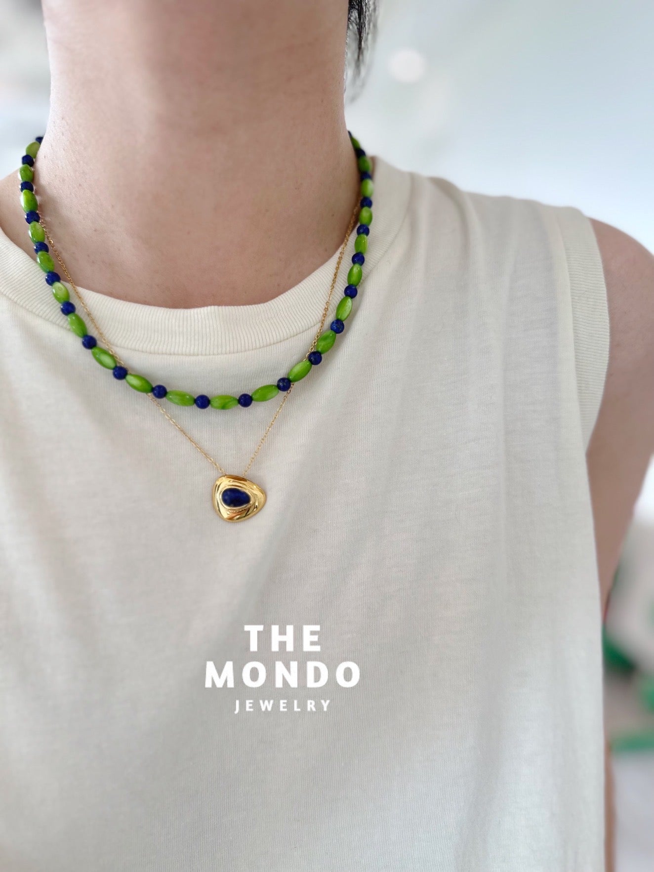iLMondo|Handmade Lapis Lazuli and Shell Necklace