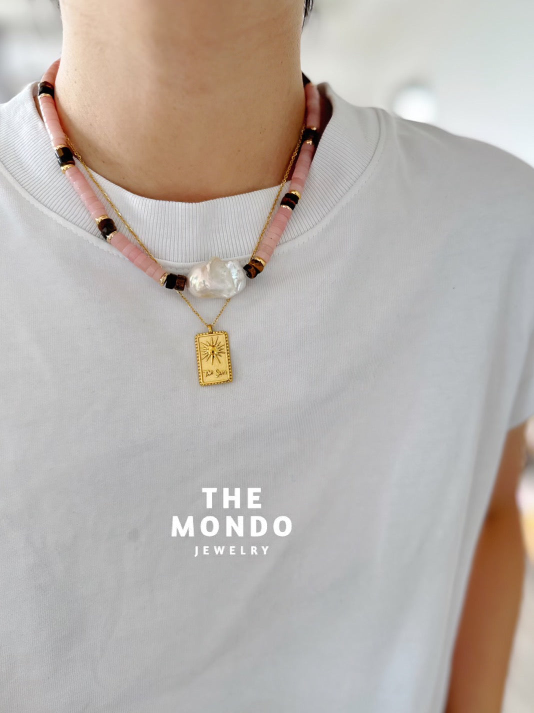 iL Mondo|Tiger's eye Stone pink Opal necklace