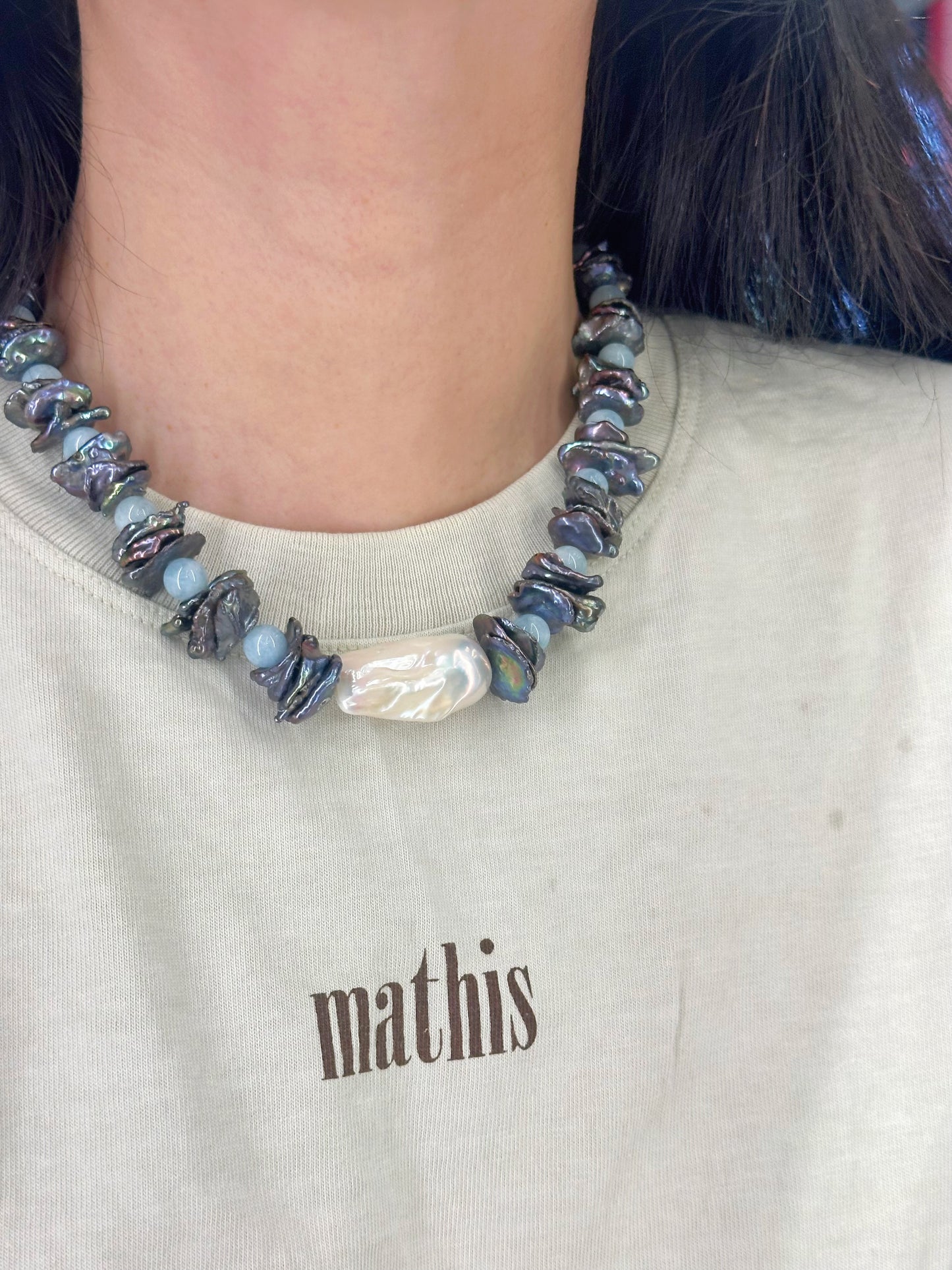 iLMondo|Handmade Aquamarine Baroque Pearl Necklace
