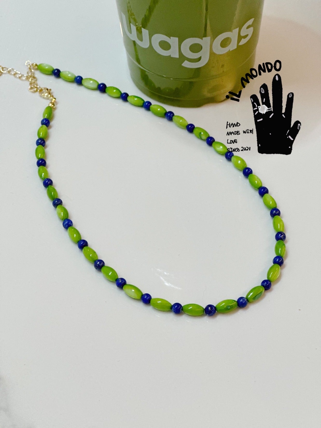 iLMondo|Handmade Lapis Lazuli and Shell Necklace