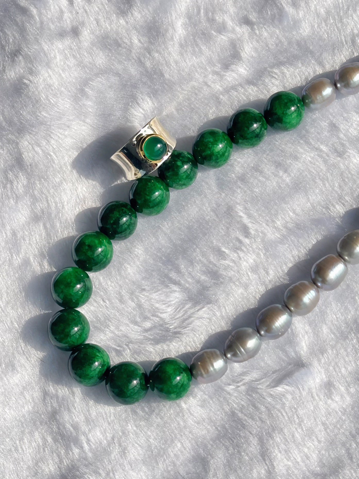 iLMondo|Handmade Green Chalcedony Pearl Necklace