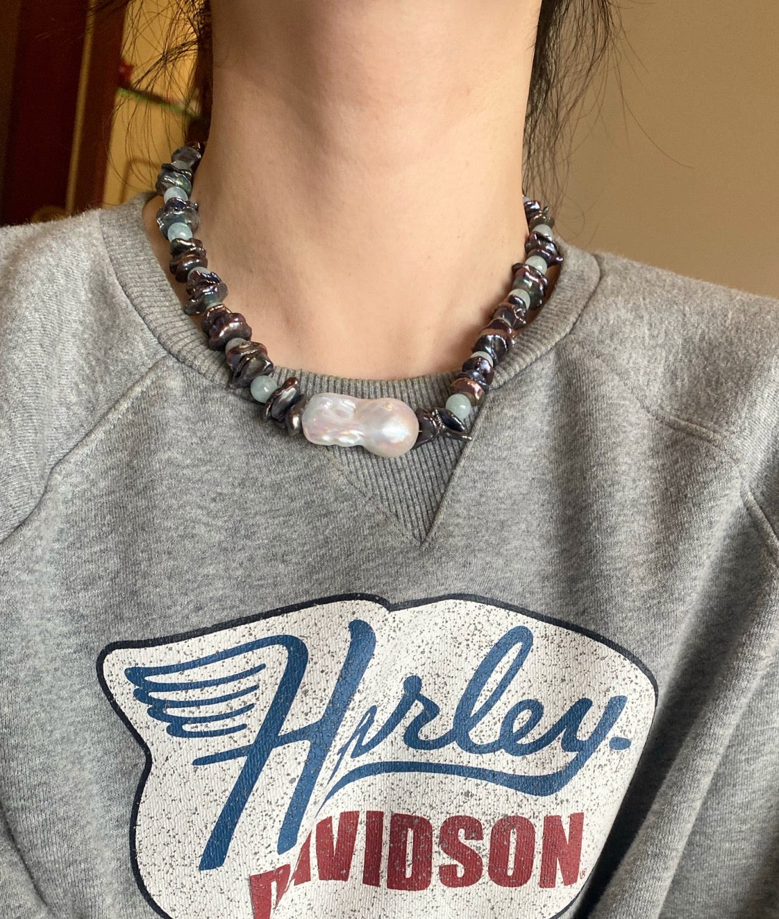 iLMondo|Handmade Aquamarine Baroque Pearl Necklace