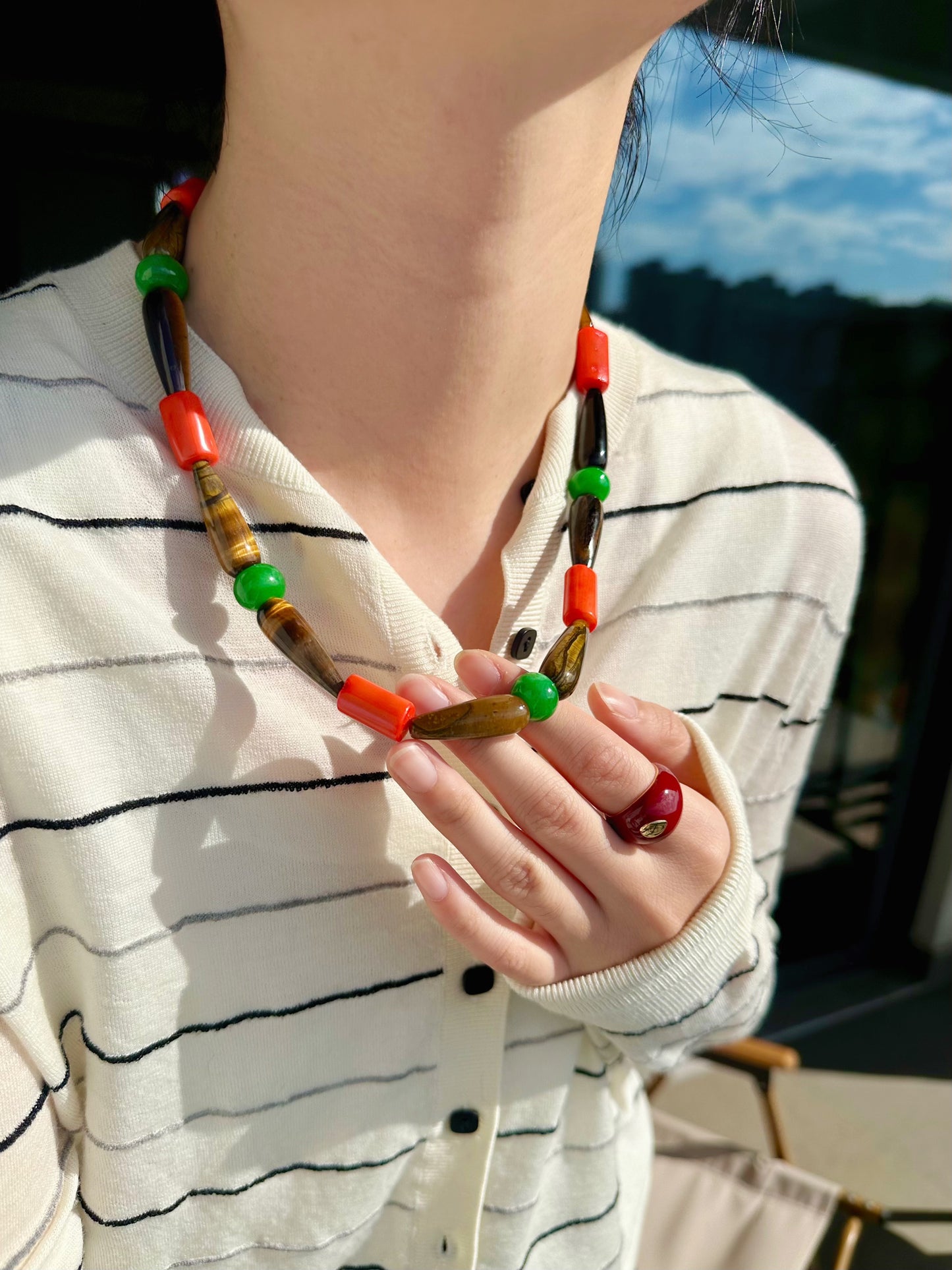 ILMONDO|Handmade Tiger's eye stone necklece