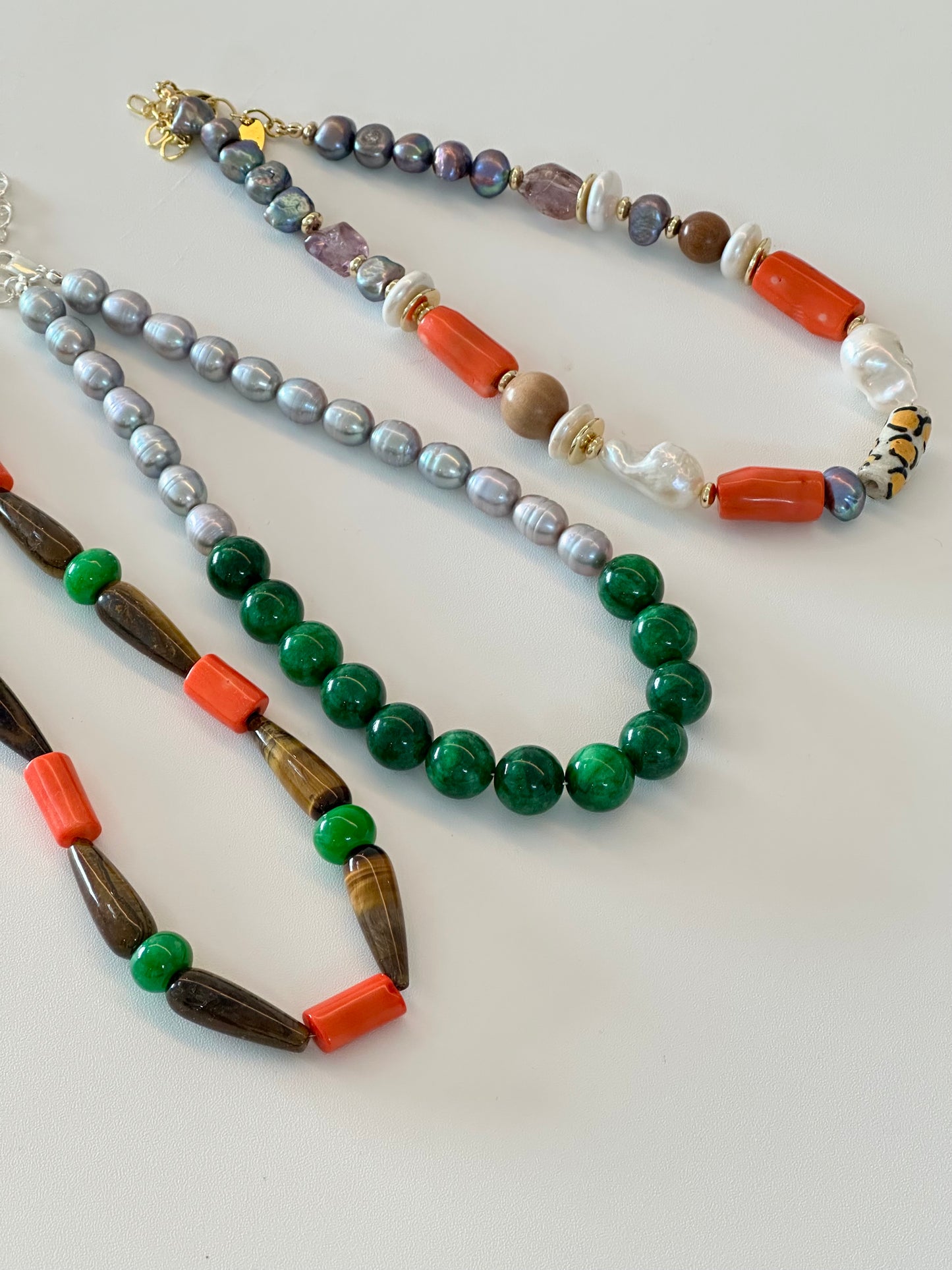 iLMondo|Handmade Green Chalcedony Pearl Necklace