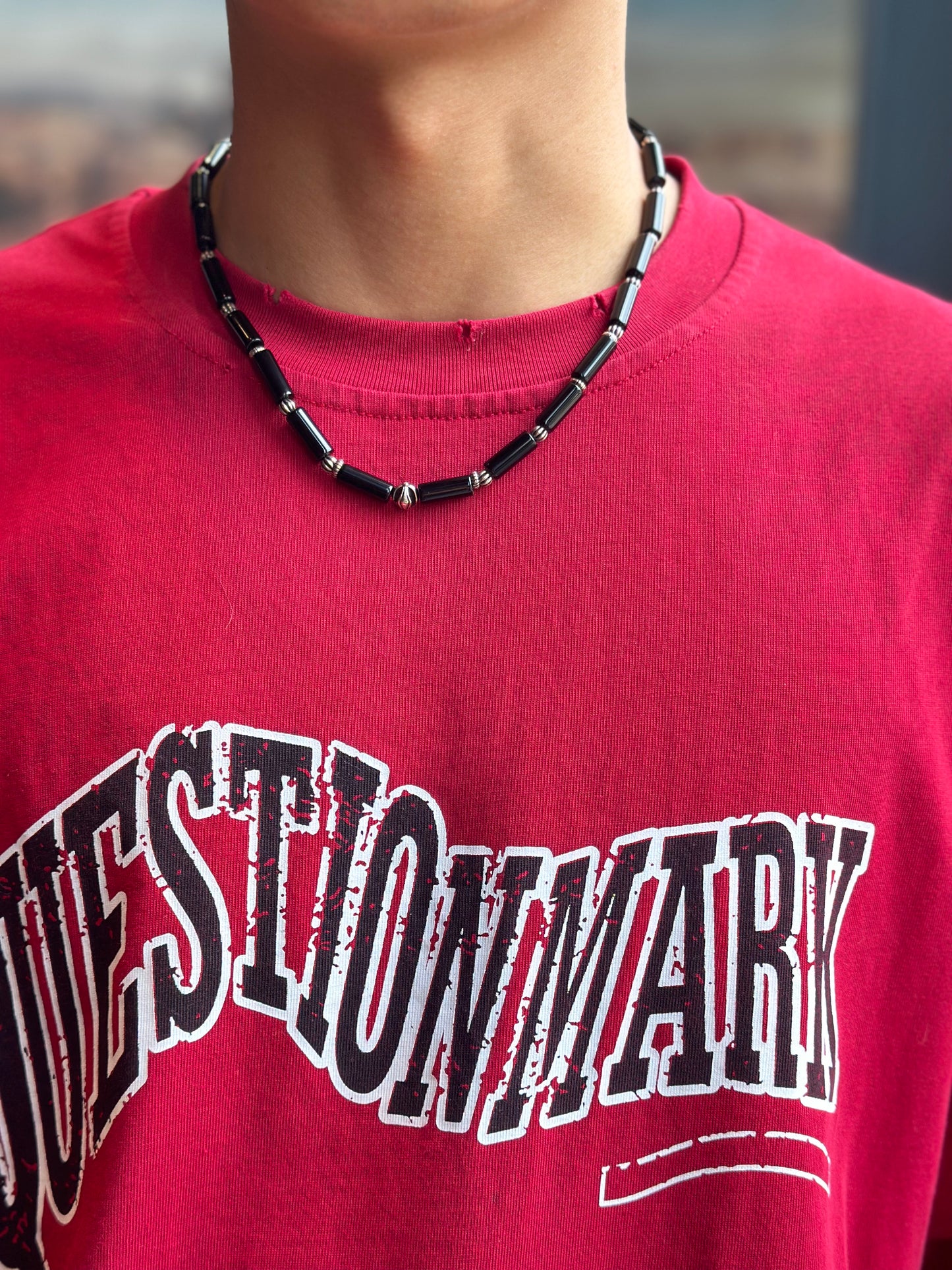 iLMondo|Handmade Black Agate Necklace with 925 Silver Beads