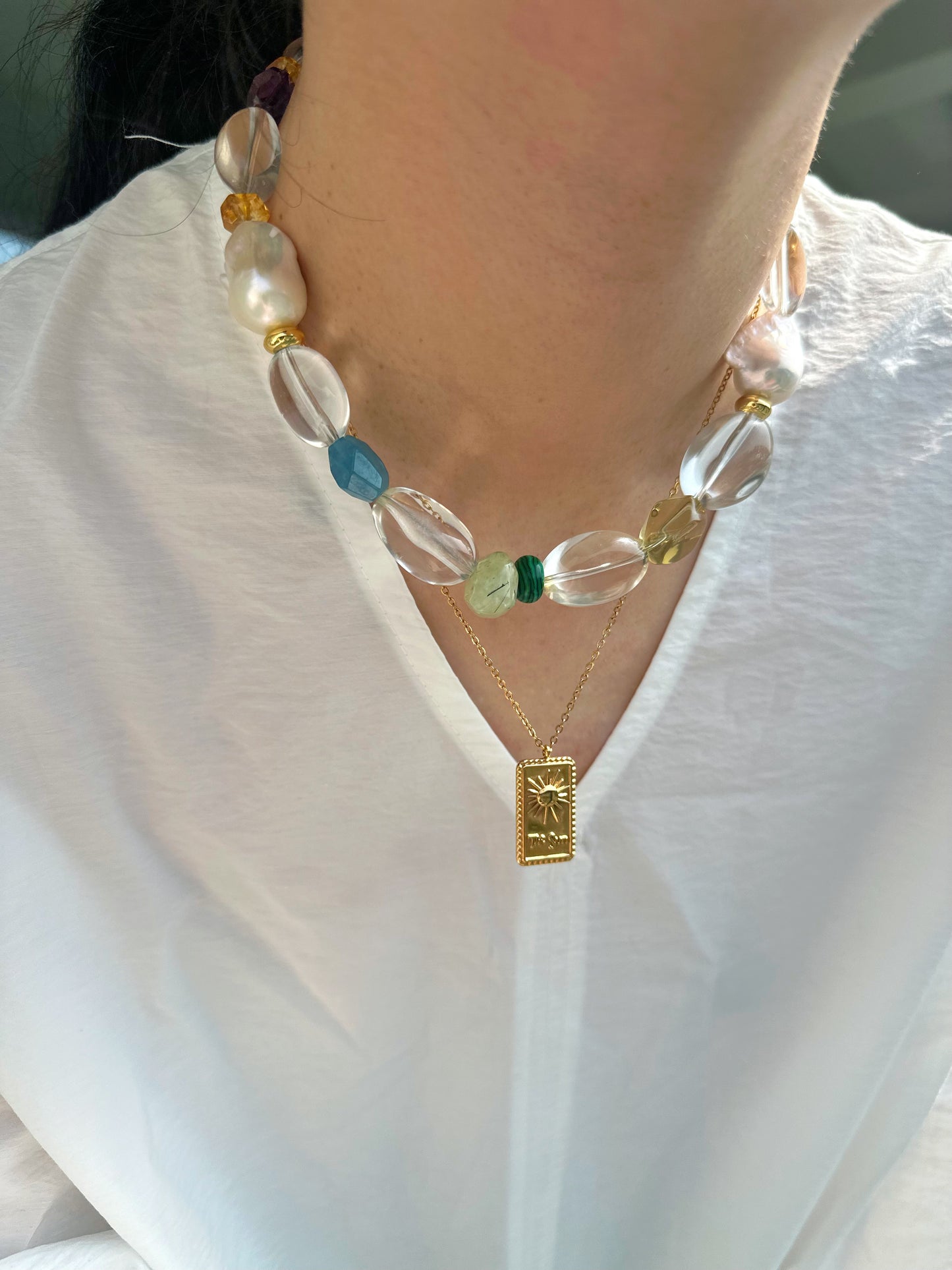 iLMondo|Handmade White Crystal Multicolor Necklace