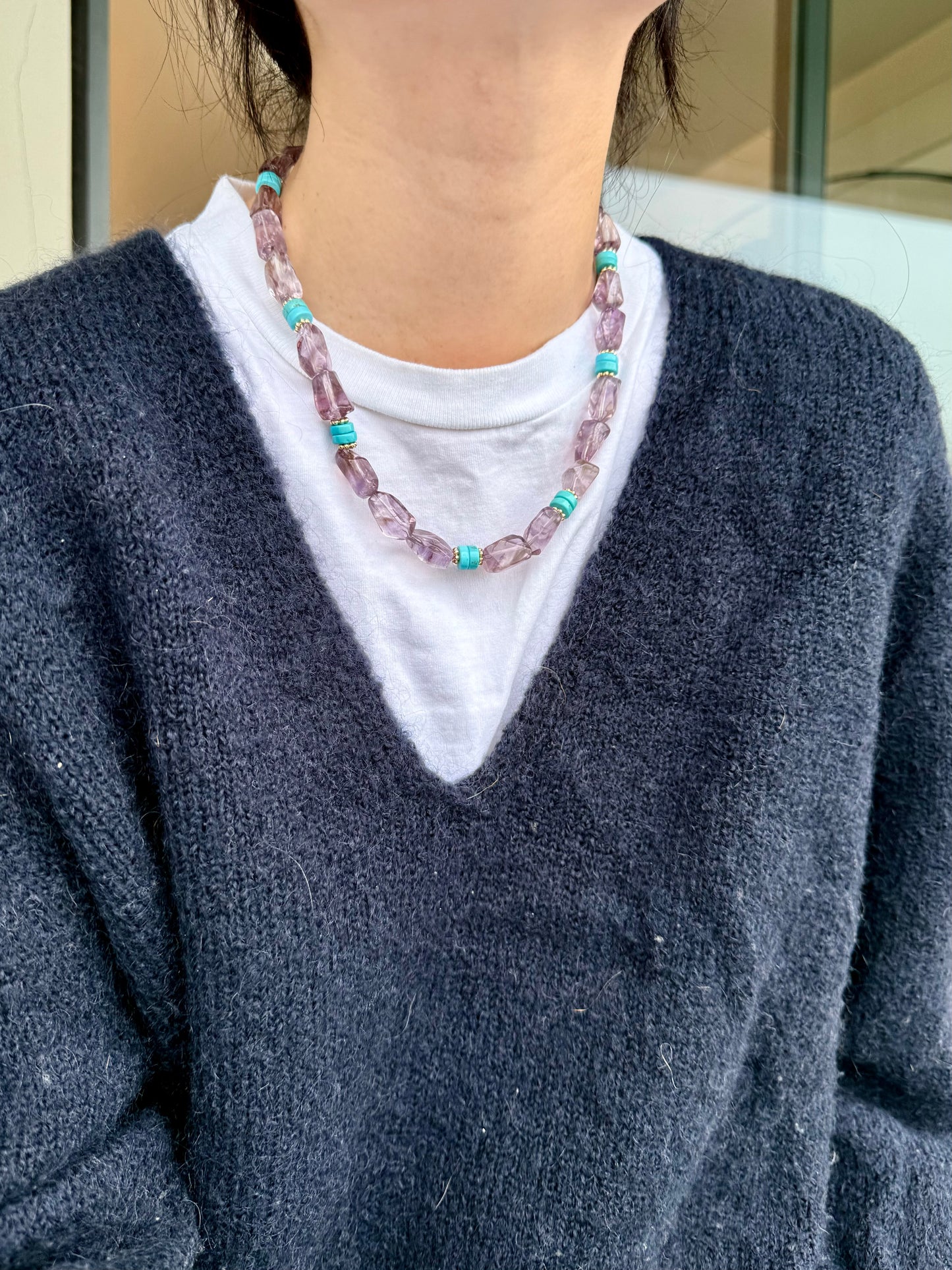 iLMondo|Handmade Amethyst and Turquoise Necklace
