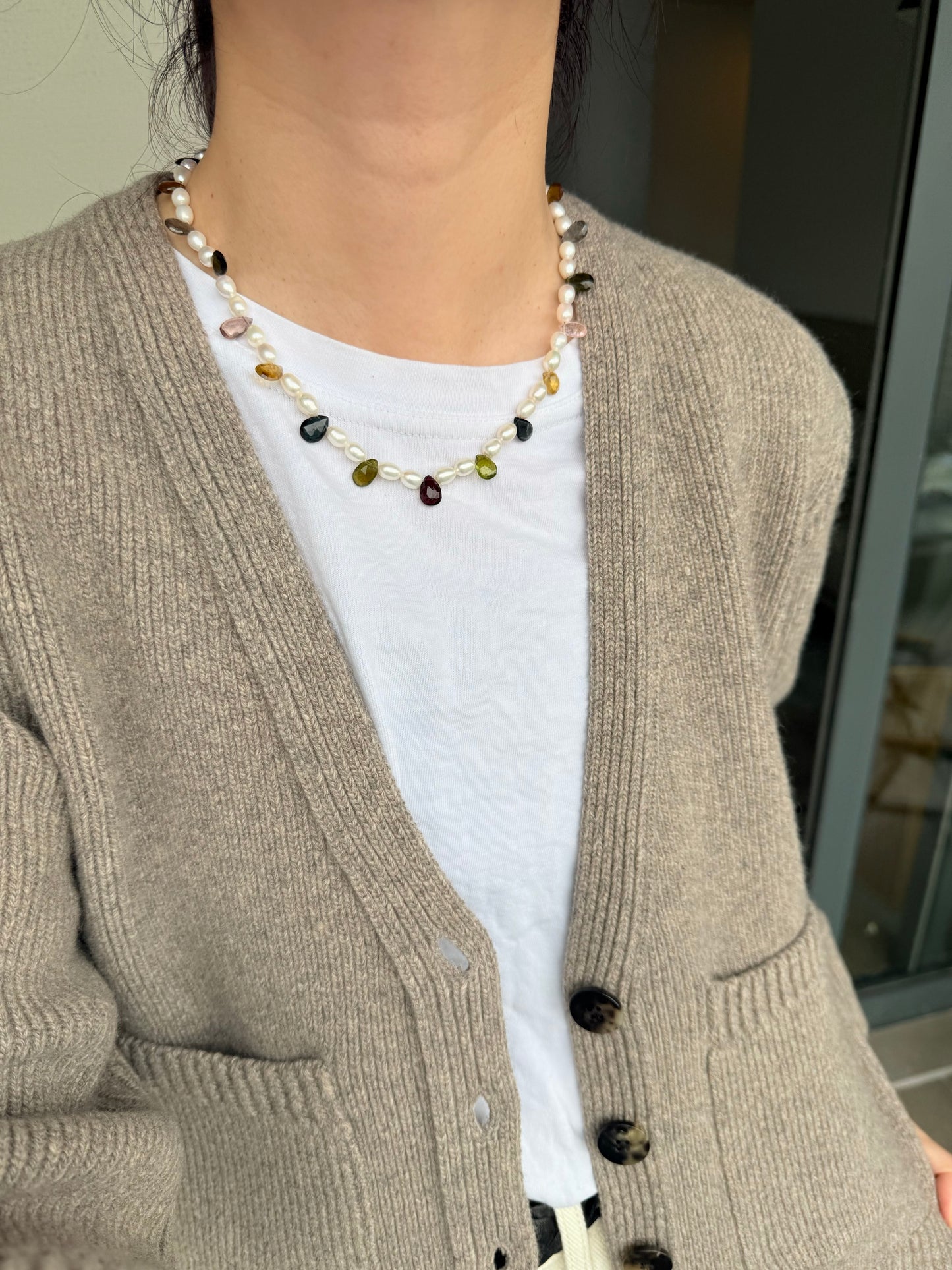 ILMONDO|Handmade Pearl and Tourmaline Necklace
