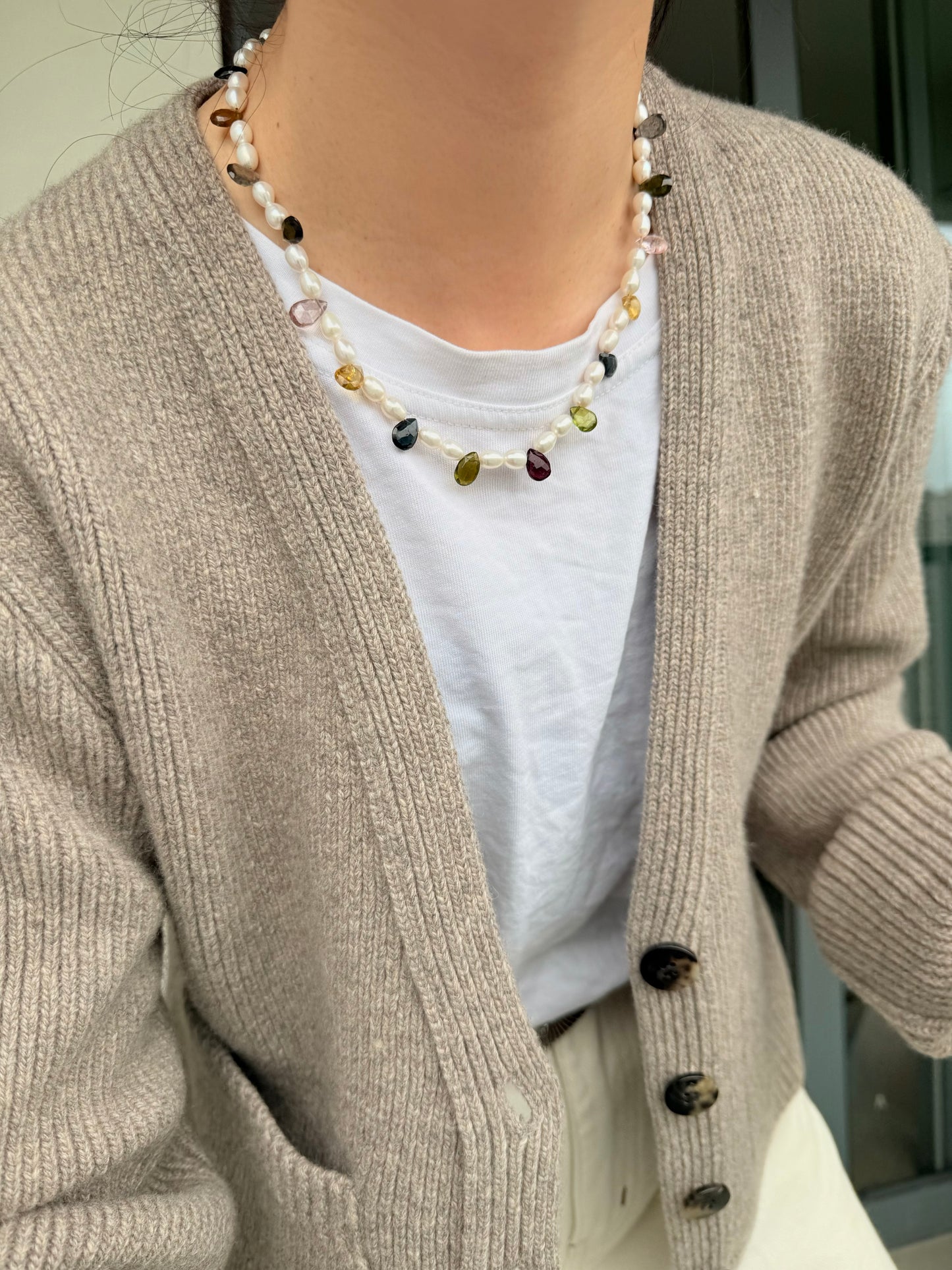 ILMONDO|Handmade Pearl and Tourmaline Necklace