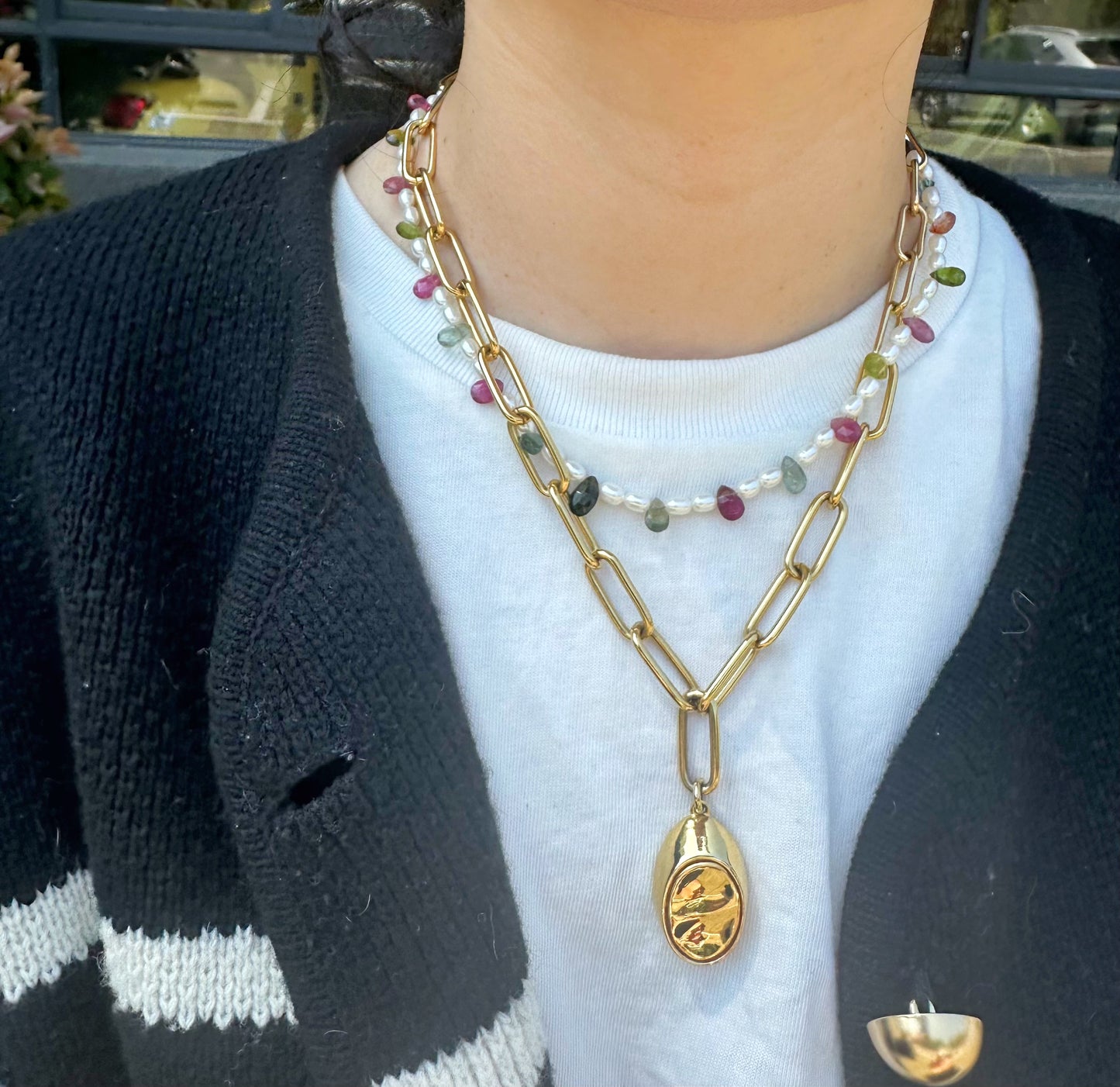 iLMondo|Handmade Pearl and Tourmaline Necklace
