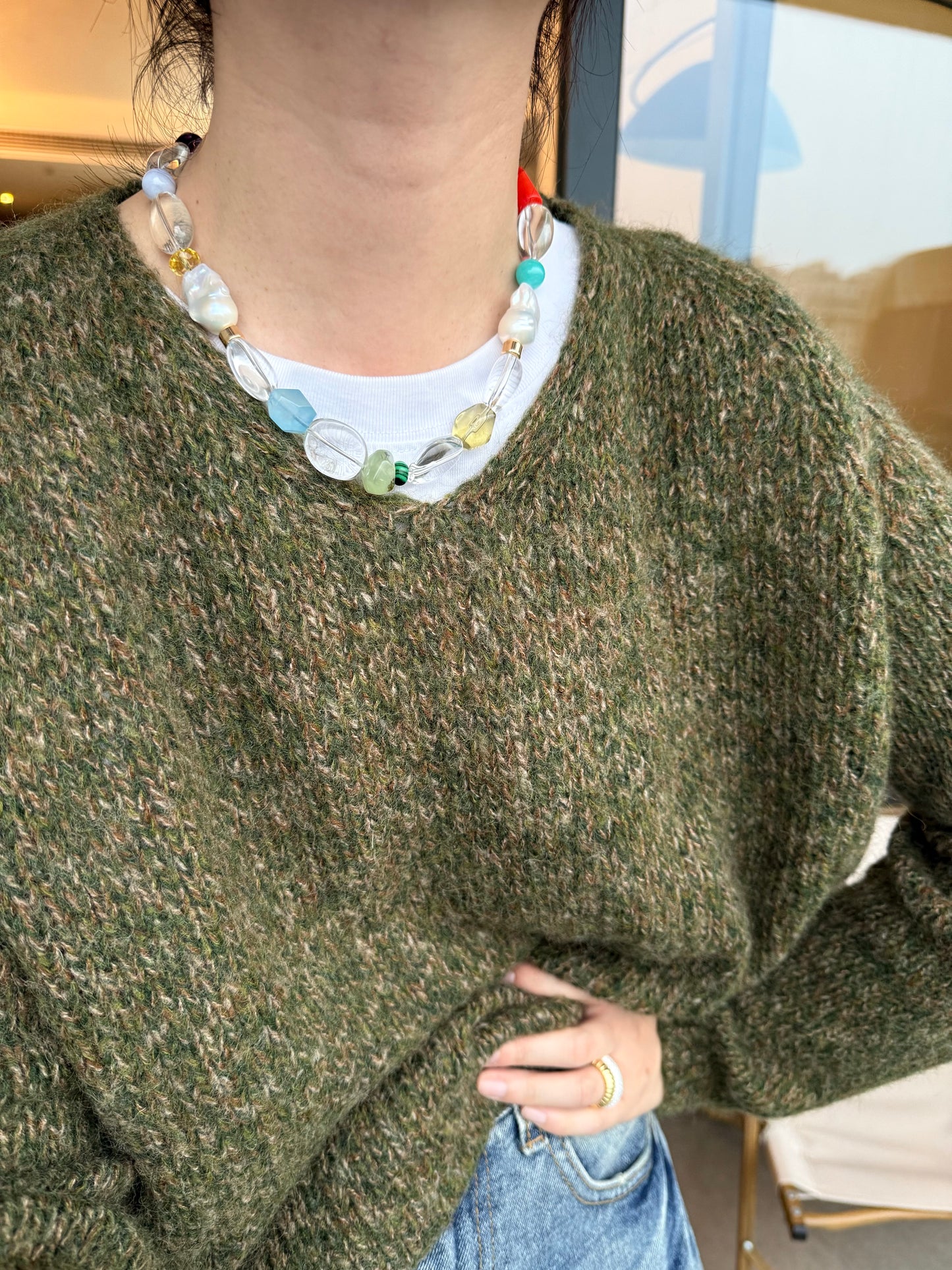 iLMondo|Handmade White Crystal Multicolor Necklace