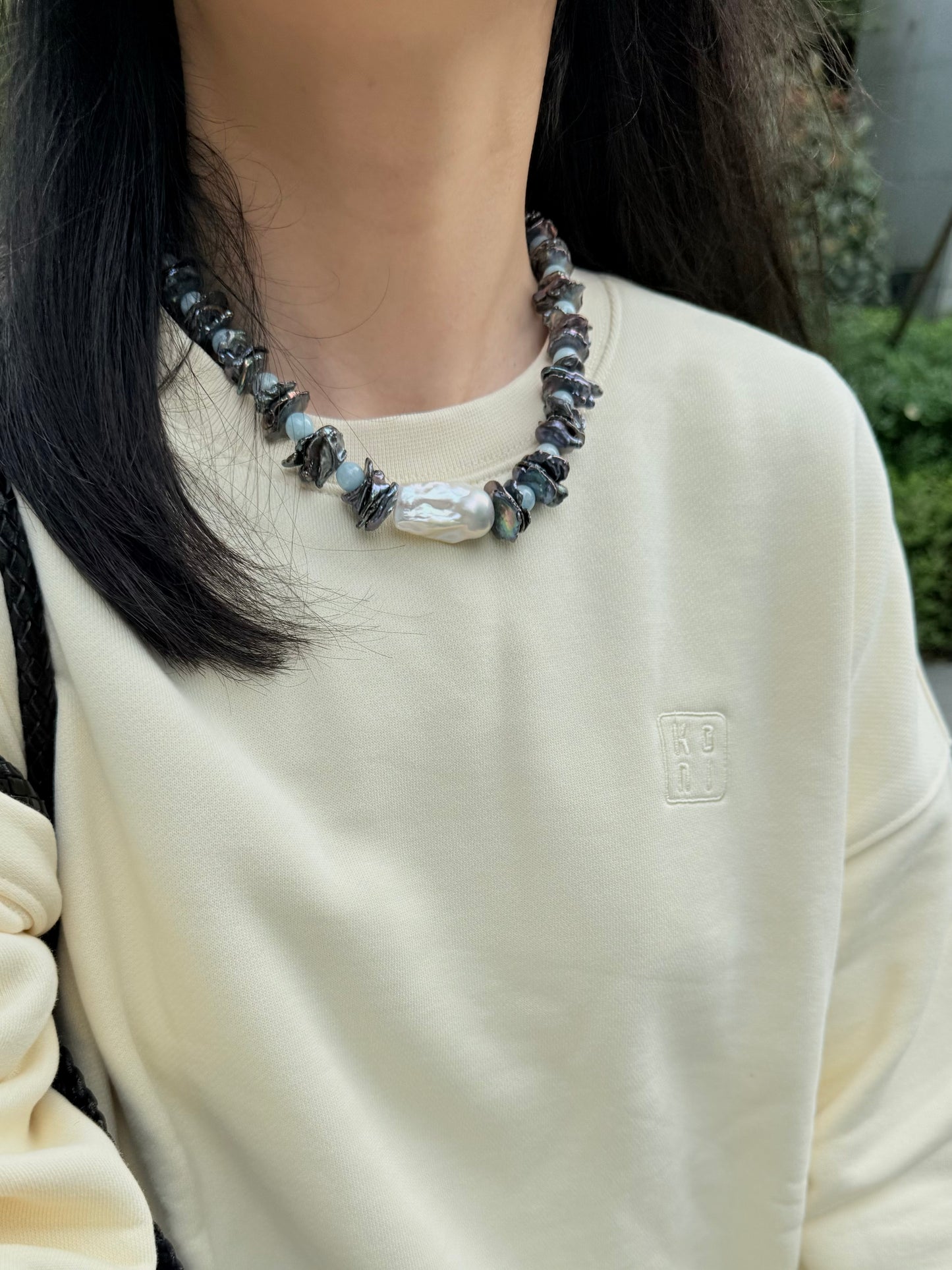 iLMondo|Handmade Aquamarine Baroque Pearl Necklace