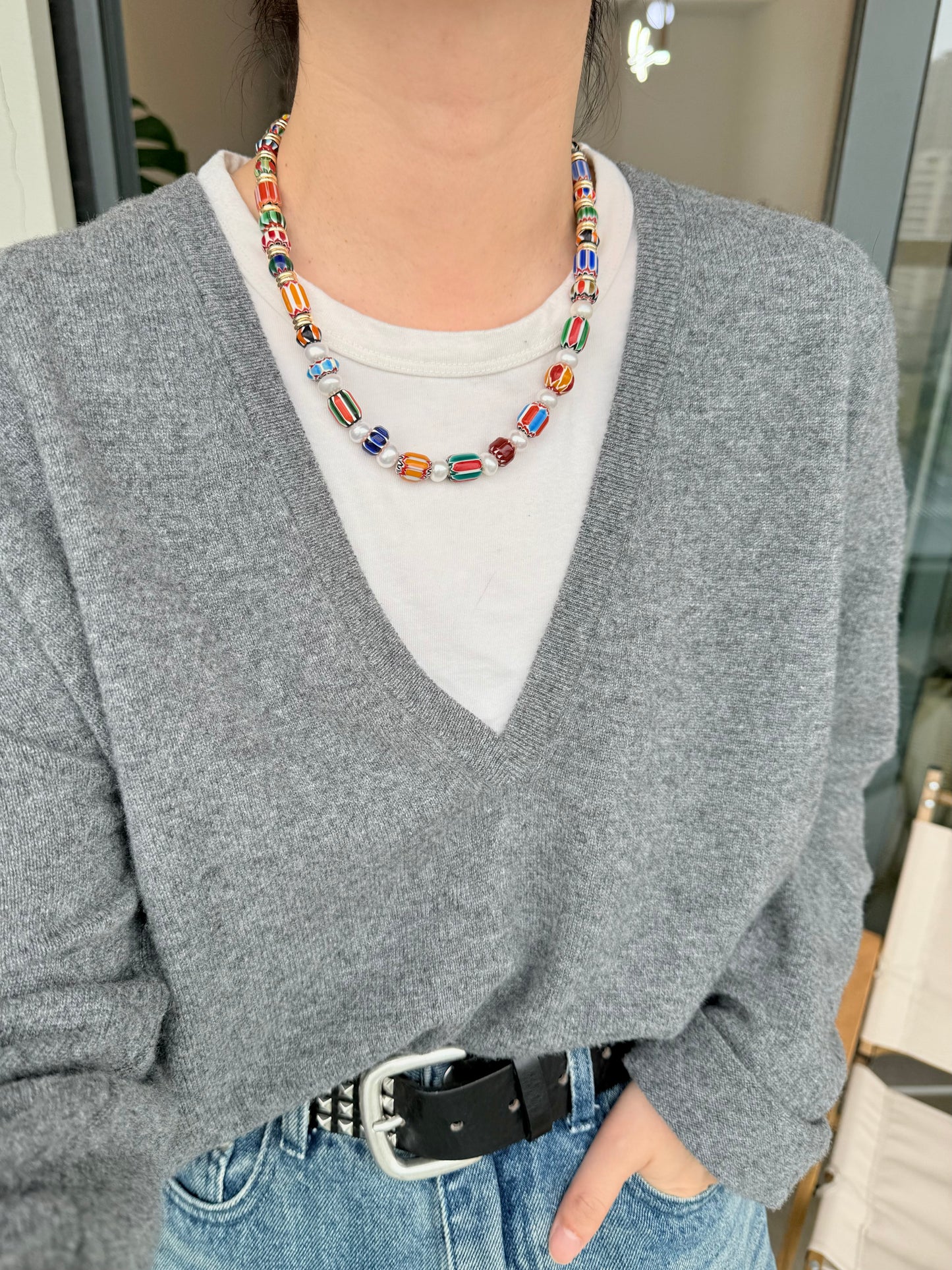 ILMONDO|Handmade Ancient West Asian Glazed Bead Necklace