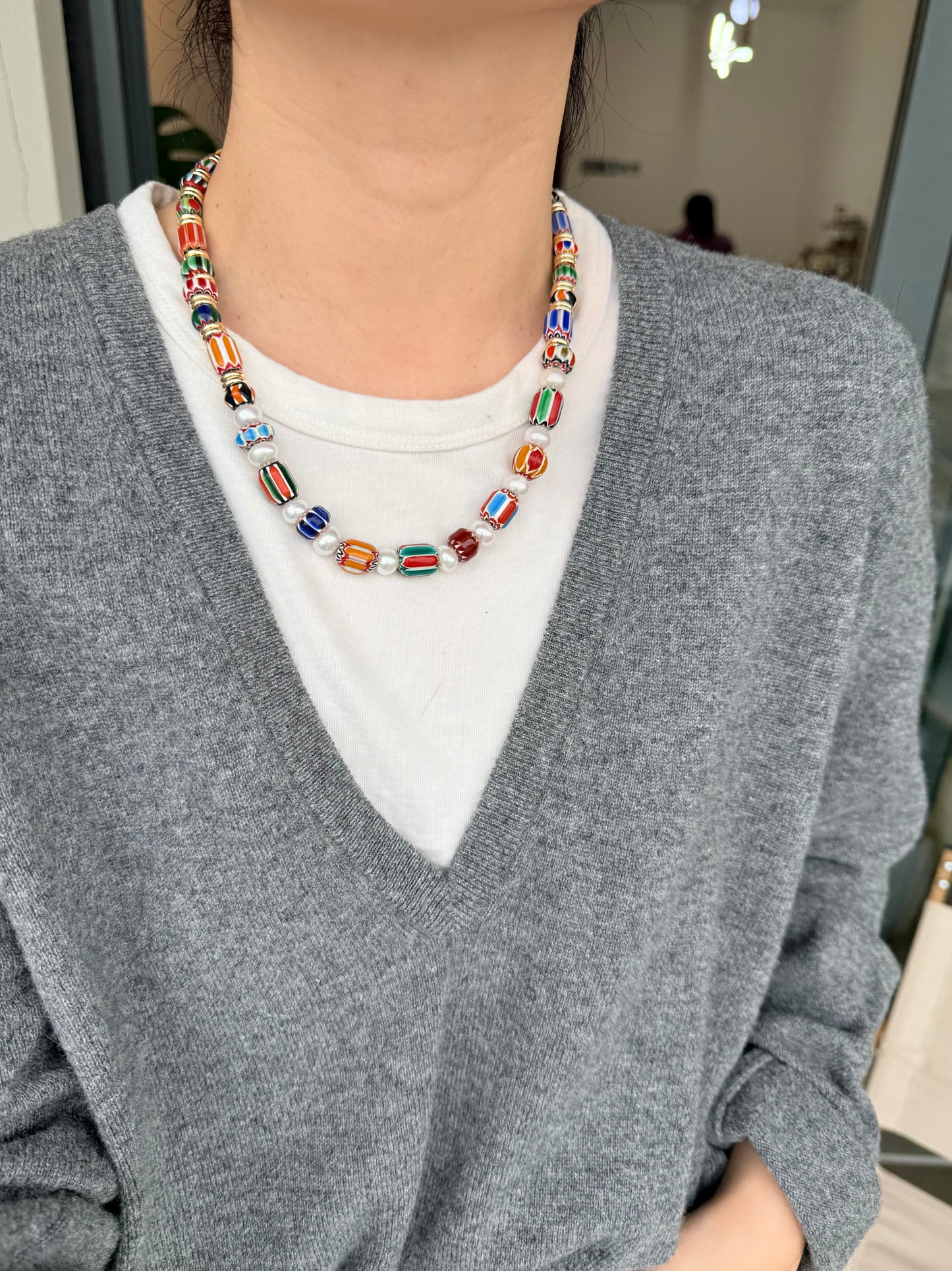 ILMONDO|Handmade Ancient West Asian Glazed Bead Necklace