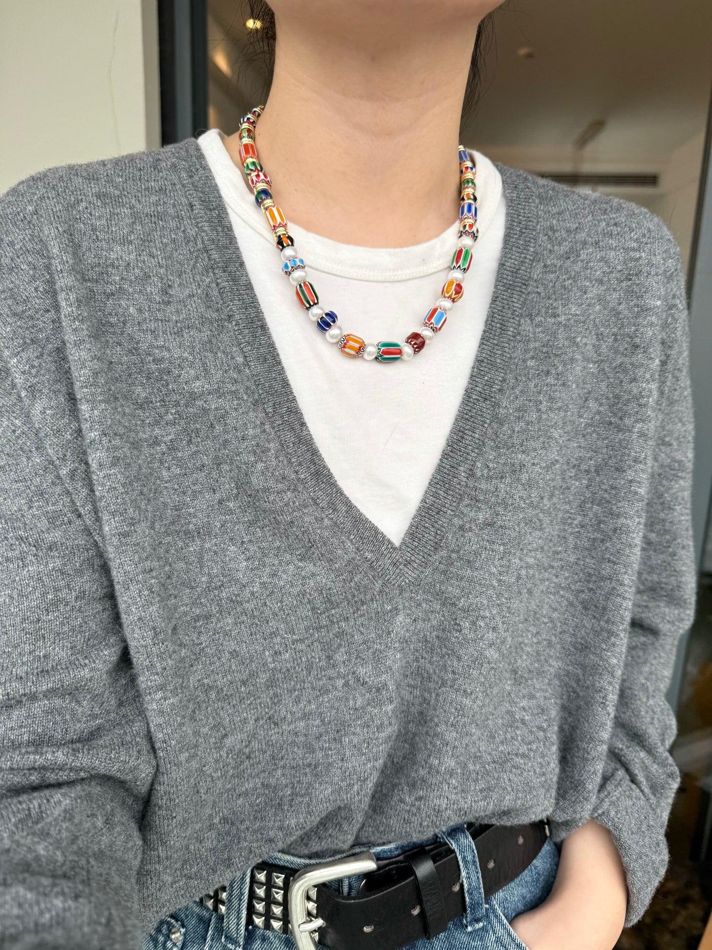 ILMONDO|Handmade Ancient West Asian Glazed Bead Necklace