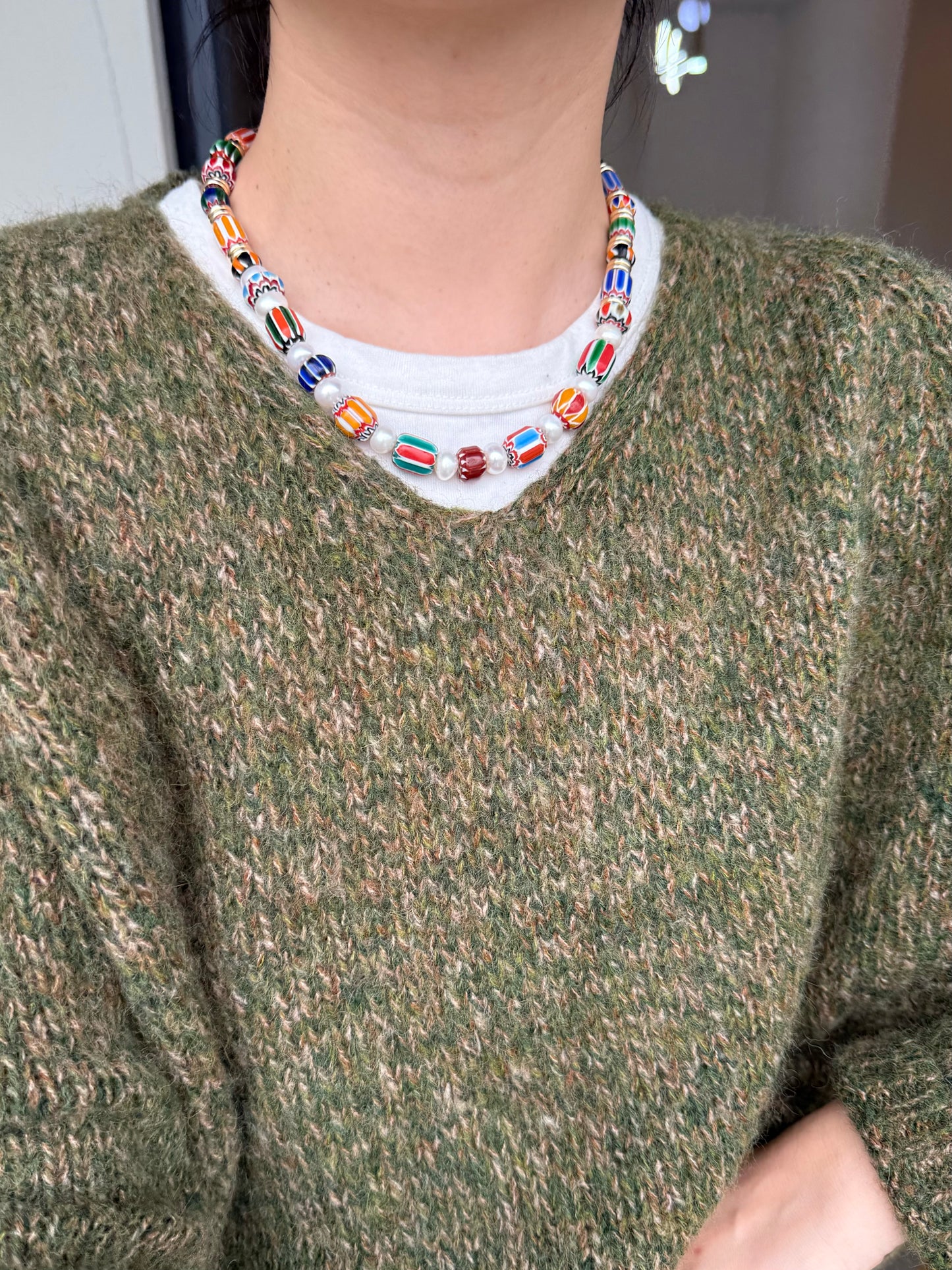 ILMONDO|Handmade Ancient West Asian Glazed Bead Necklace
