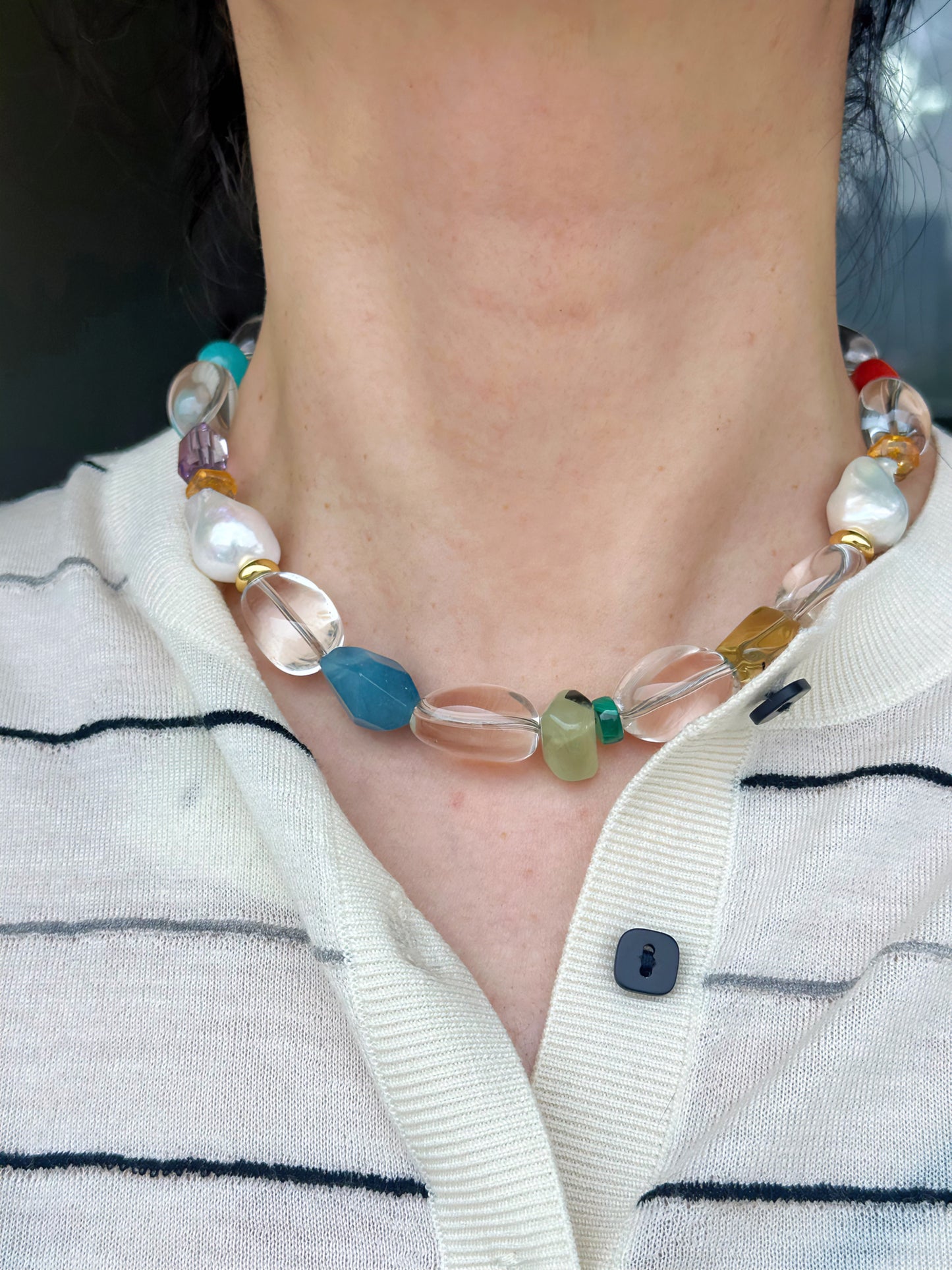 iLMondo|Handmade White Crystal Multicolor Necklace