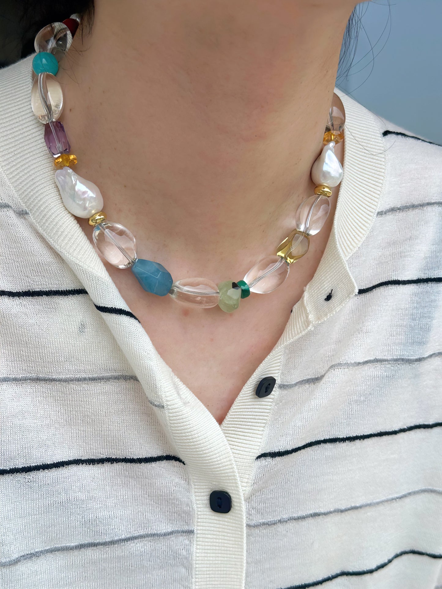 iLMondo|Handmade White Crystal Multicolor Necklace