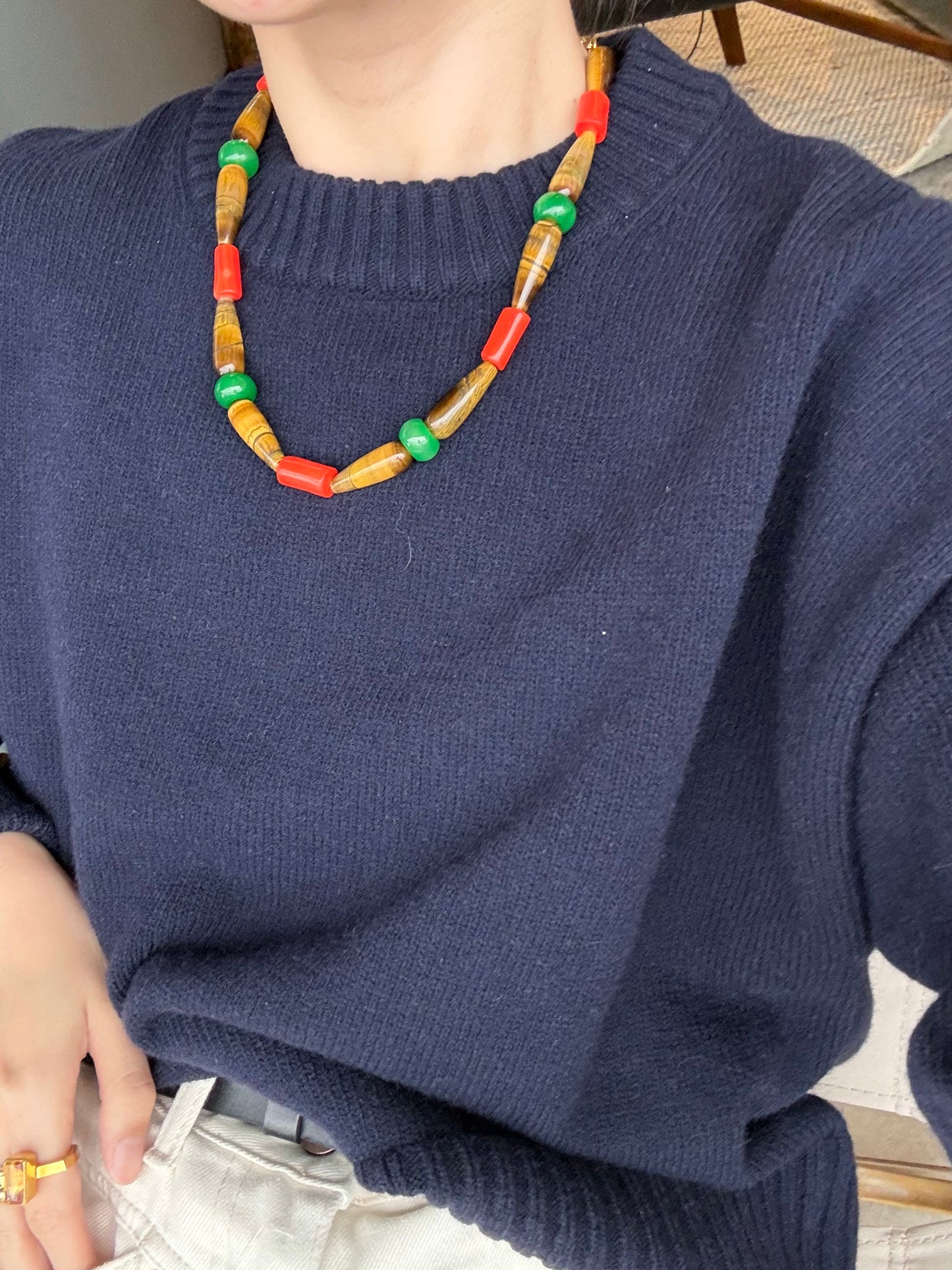 ILMONDO|Handmade Tiger's eye stone necklece
