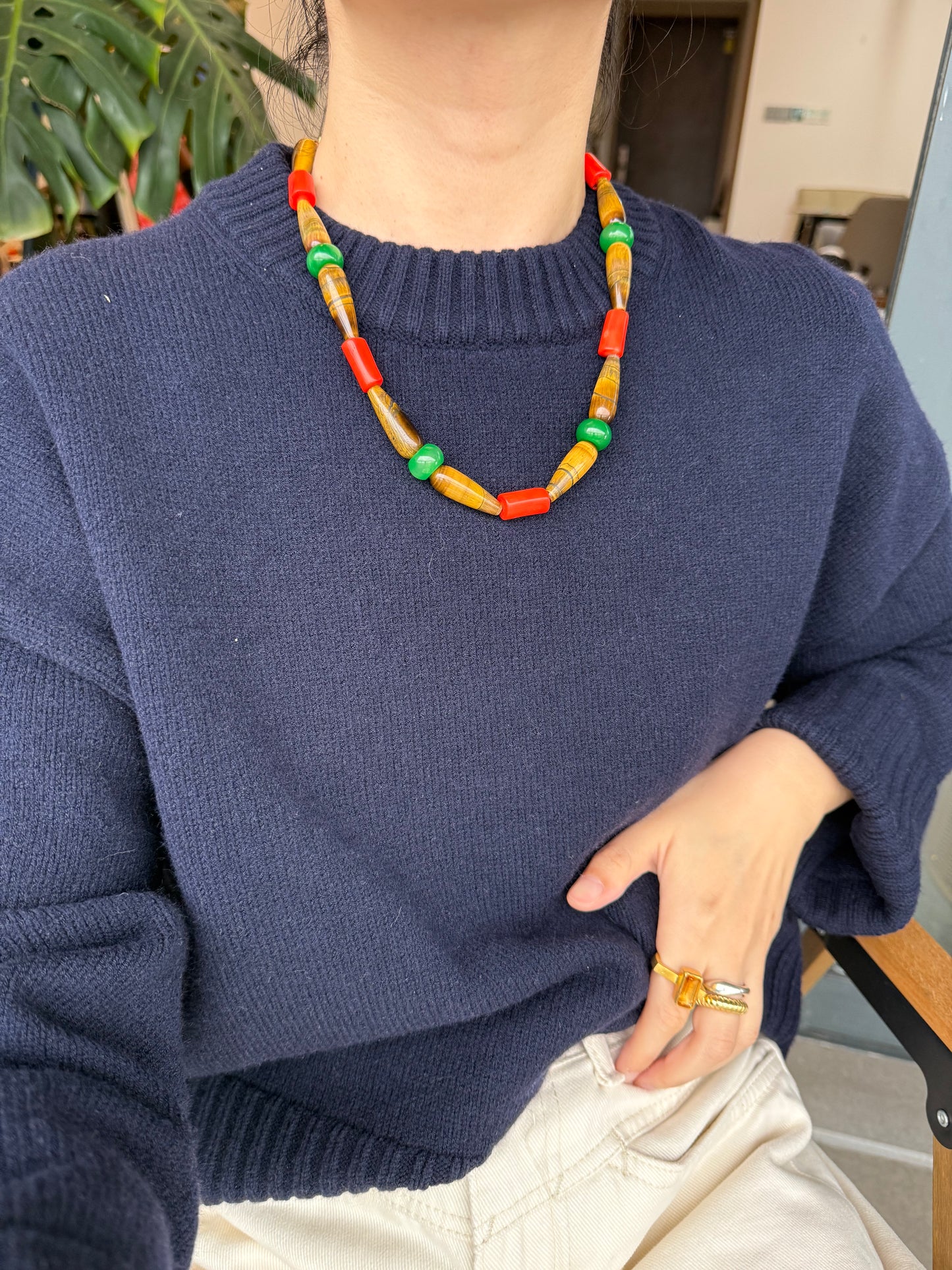 ILMONDO|Handmade Tiger's eye stone necklece
