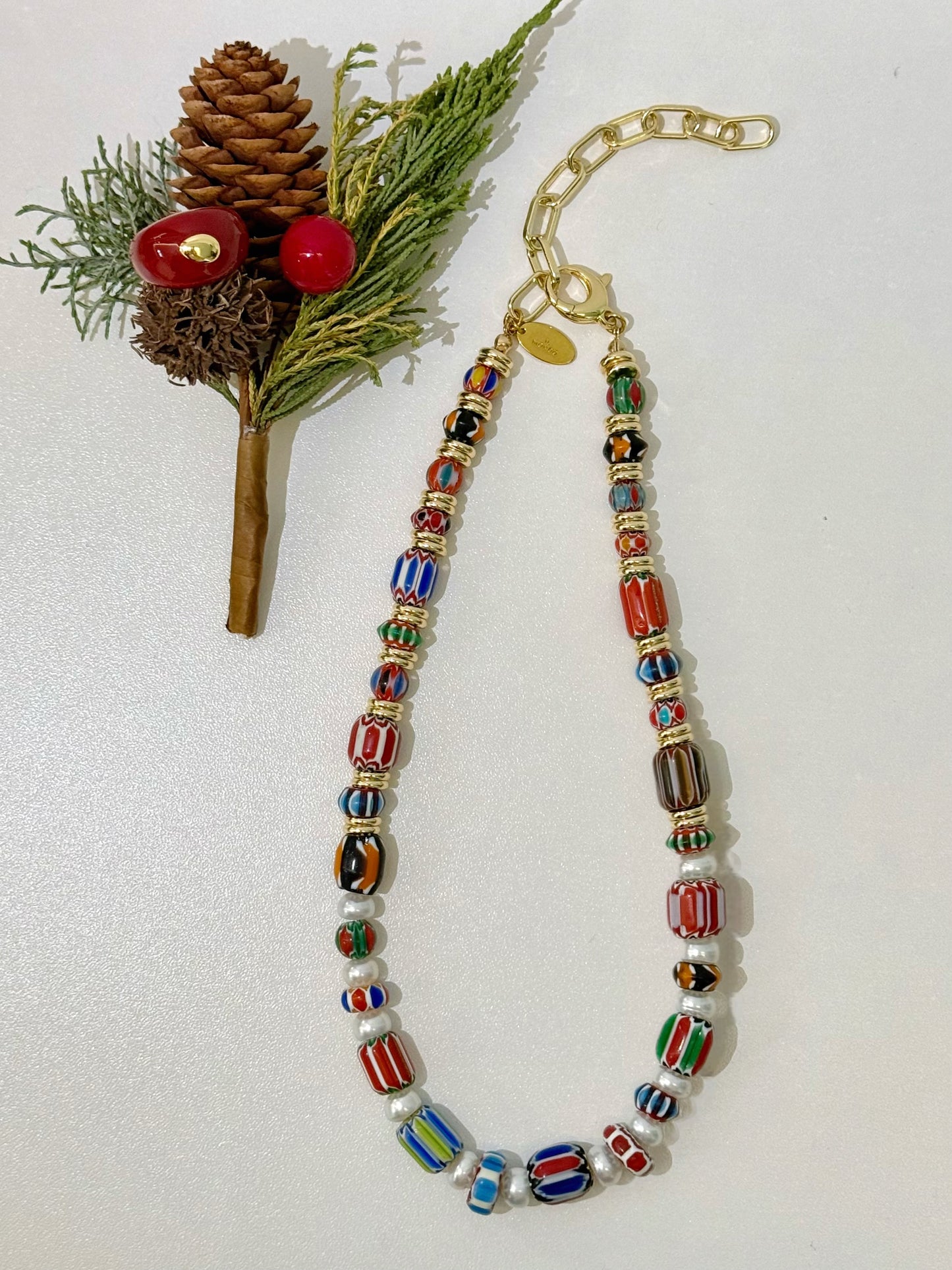 ILMONDO|Handmade Ancient West Asian Glazed Bead Necklace