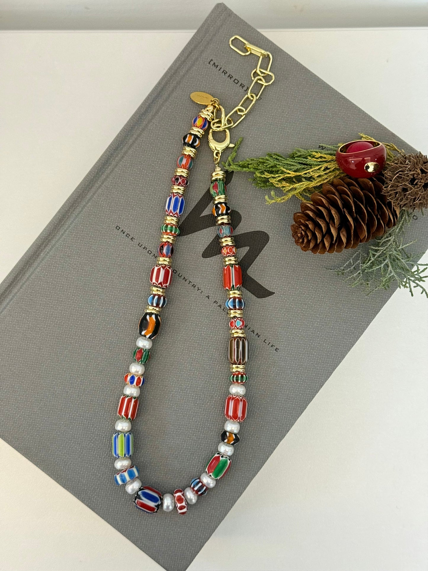 ILMONDO|Handmade Ancient West Asian Glazed Bead Necklace