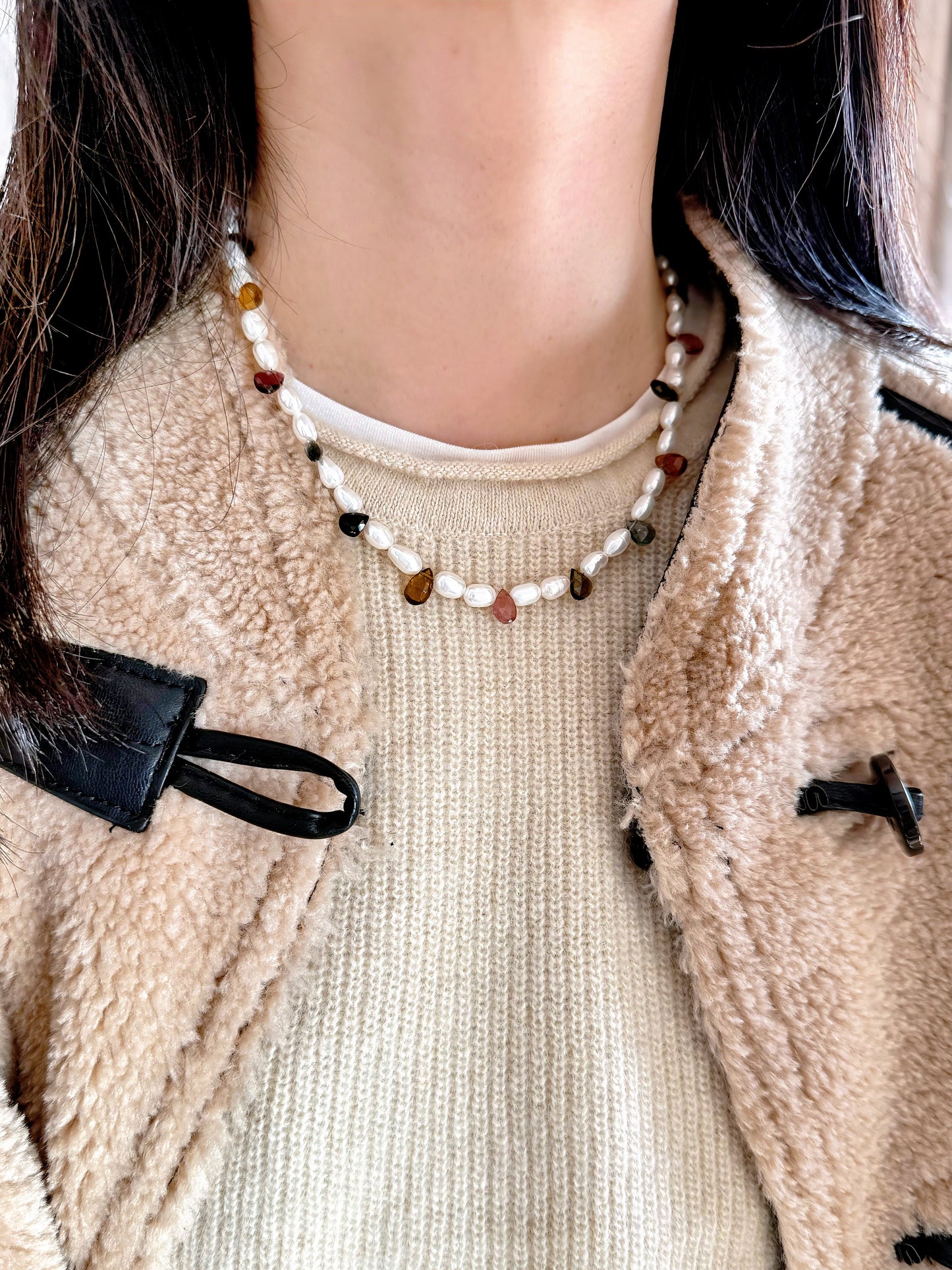 ILMONDO|Handmade Pearl and Tourmaline Necklace