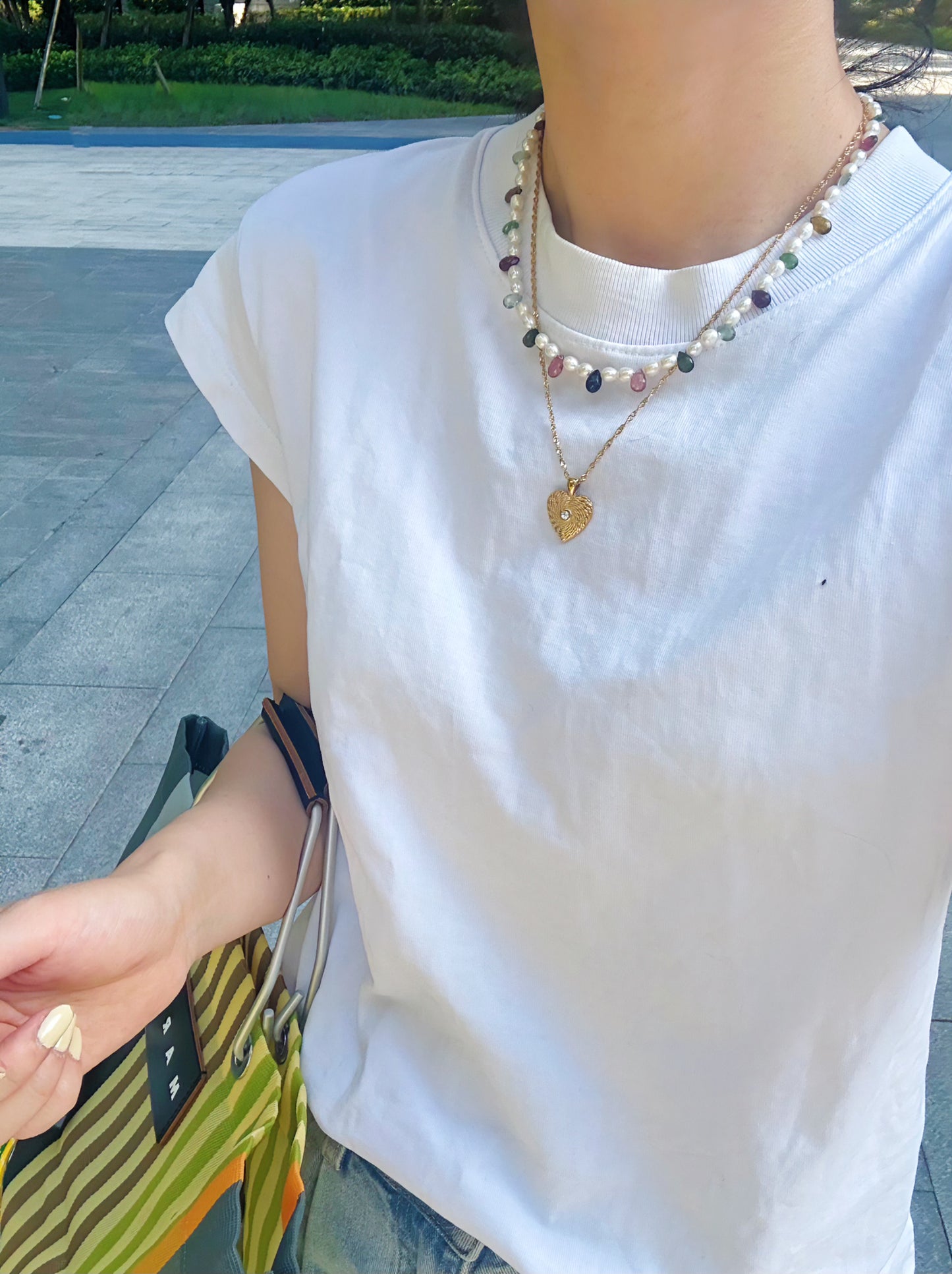 iLMondo|Handmade Pearl and Tourmaline Necklace