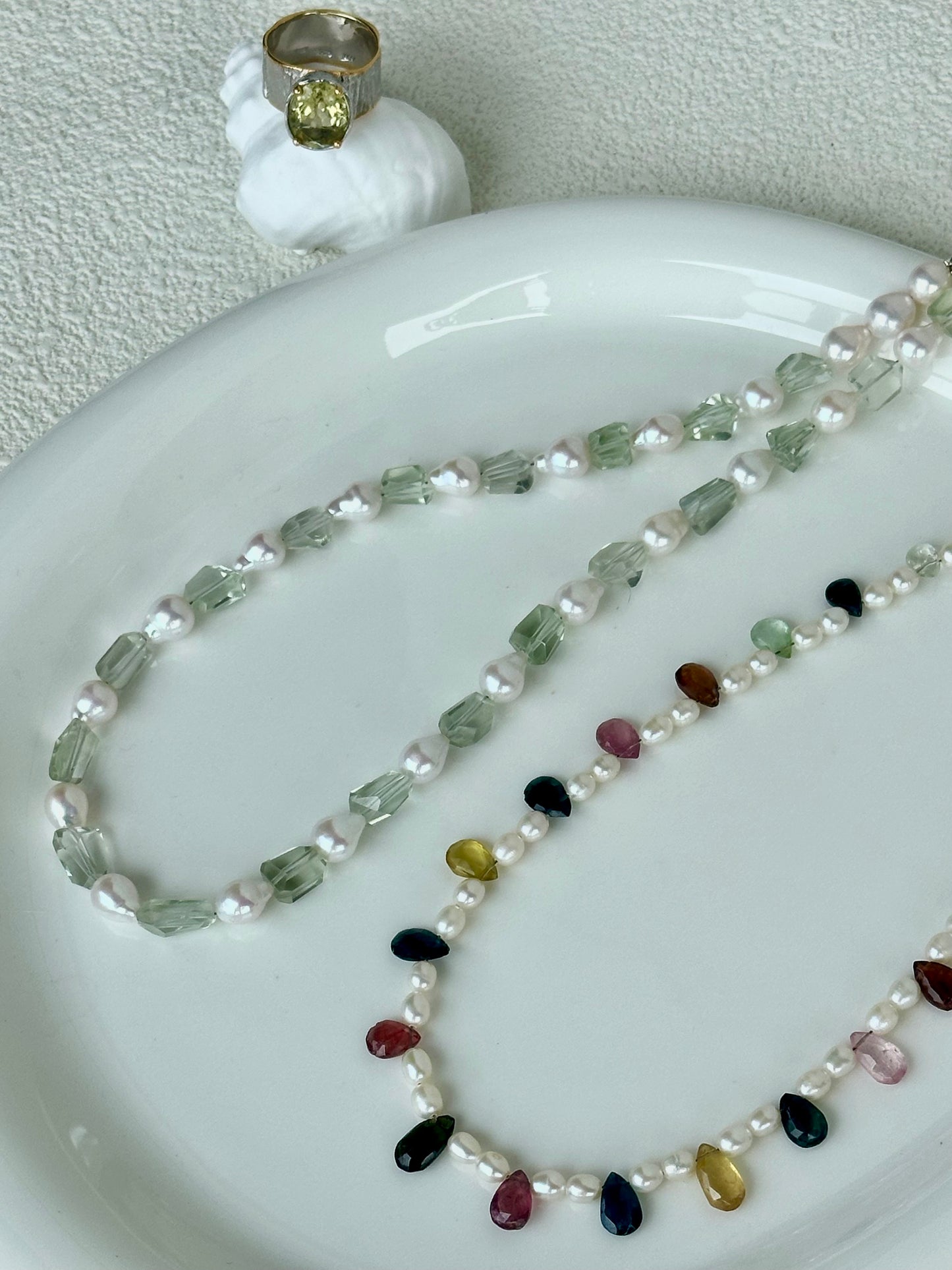 iLMondo|Handmade Pearl and Tourmaline Necklace
