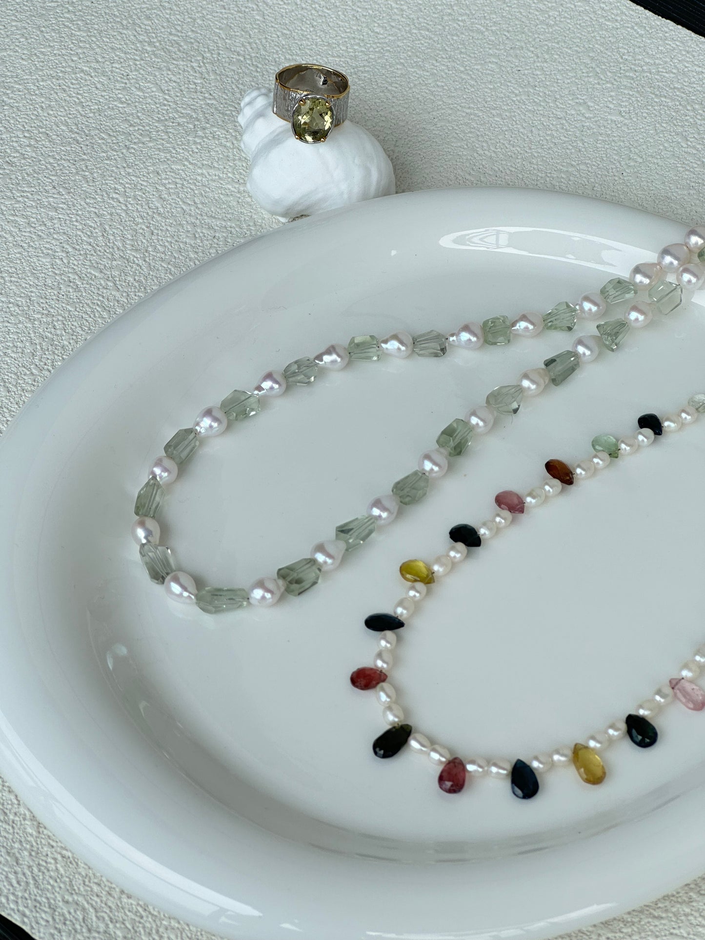iLMondo|Handmade Pearl and Tourmaline Necklace