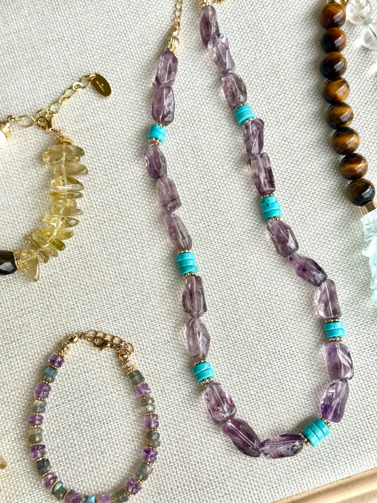 iLMondo｜Handmade Amethyst and Turquoise Necklace